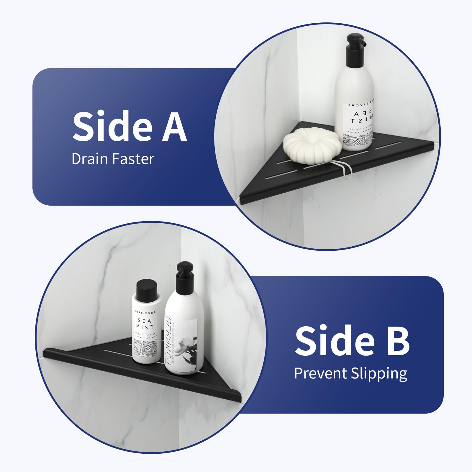 Bernkot 8'' Corner Shower Shelf 2Pcs, 304 Stainless Steel Bathroom Shelves For Tiled Wall, Grout In Shelf Rack, No Drilling Need