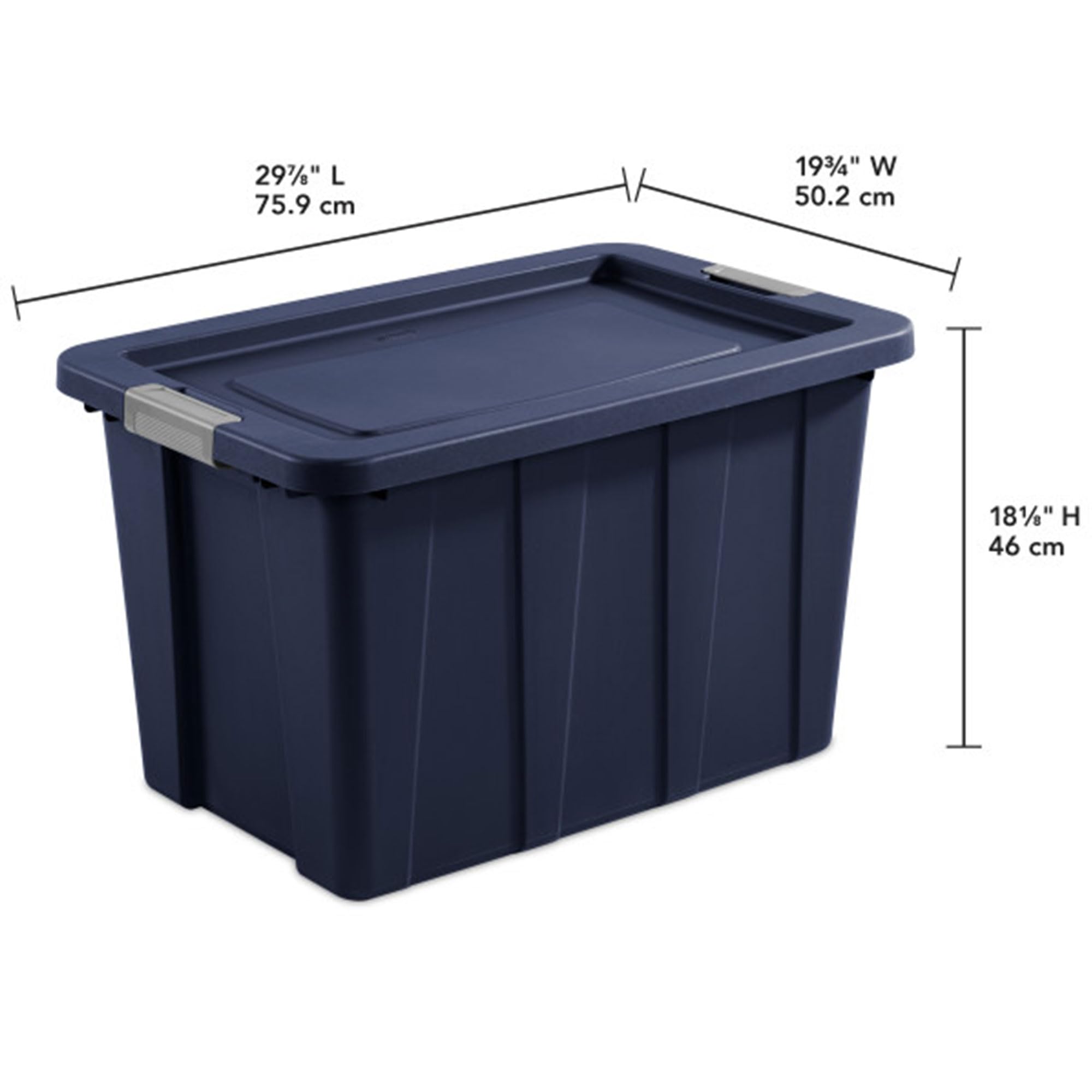 Sterilite 4-Pack Storage Bins With Lids, Heavy Duty Totes, Tuff1, 30 Gallon, Dark Indigo