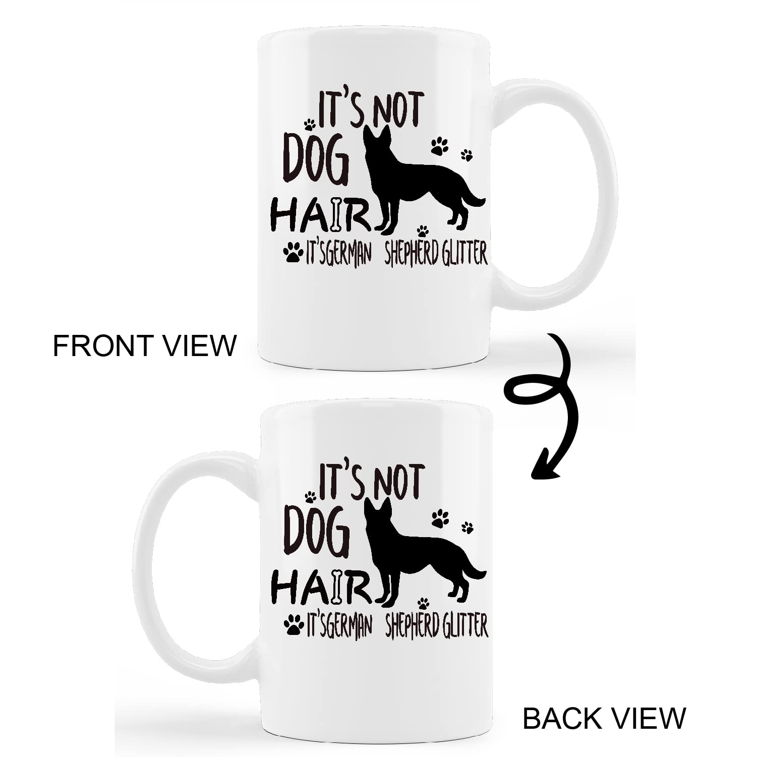kunlisa Funny German Shepherd Dog Mug Cup,It's Not Dog Hair It's German Shepherd Glitter Ceramic Mug-11oz Coffee Milk Tea Mug Cu