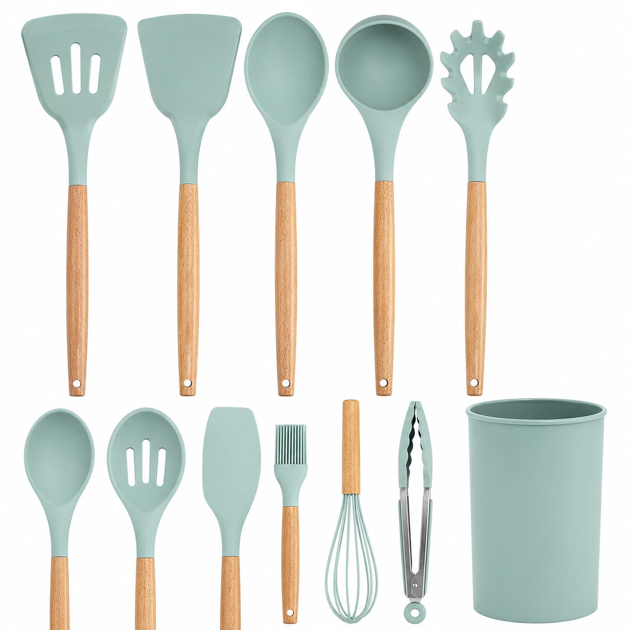 12 Pcs Silicone Spatula Set With Magnetic Holder For Kitchen