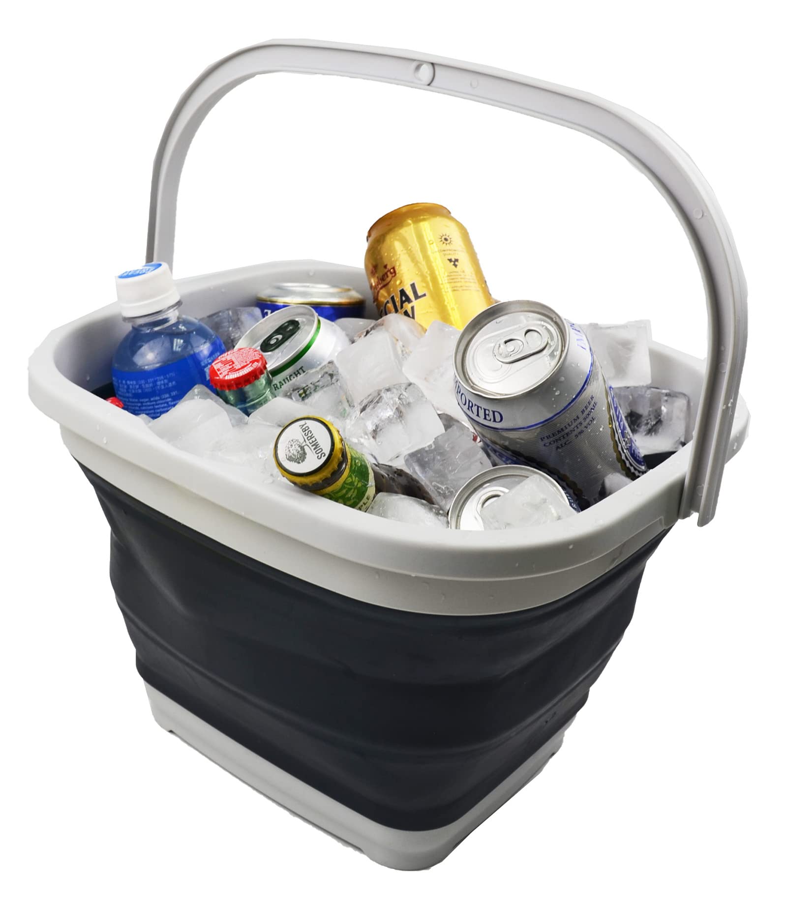 SAMMART 11L (2.9 Gallon) Collapsible Rectangular Handy Basket/Bucket (1  Grey/Slate Grey)