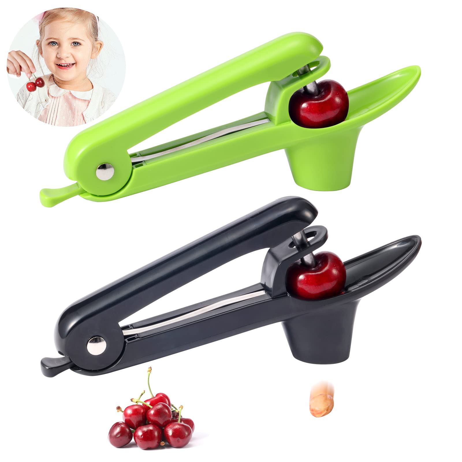 2 Packs Cherry Pitter Tools, Cherry Seed Core Remover Olives Pitter Tool, Stainless Steel Cherries Corer With Space-Saving Lock