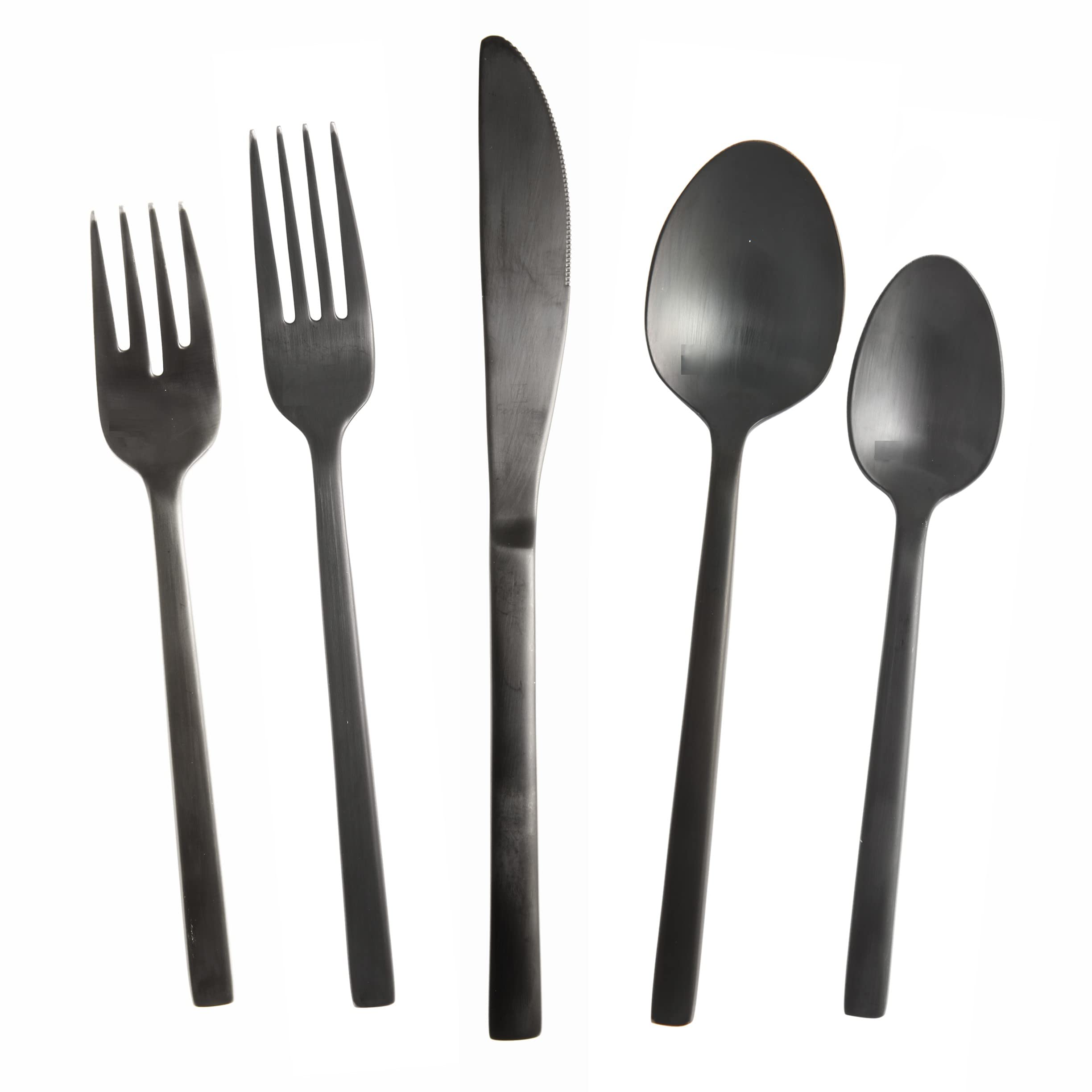 Fortessa Arezzo 18/10 Stainless Steel Flatware, 5 Piece Place Setting, Service For 1, Brushed Black - 5Pps-1656B-05