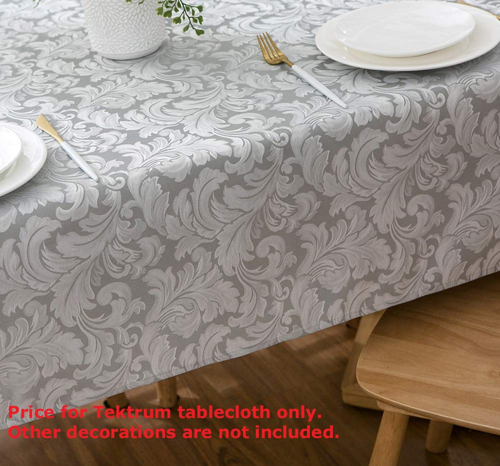 Tektrum Heavy Duty 60 X 120 Inch Rectangular Damask Jacquard Tablecloth Table Cover - Waterproof/Spill Proof/Stain Resistant/Wri