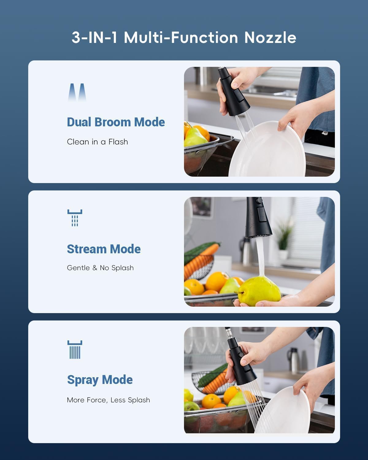APPASO Black Kitchen Faucet with Soap Dispenser  18'' Commercial High Arc Tall Modern Single Handle Spring Kitchen Sink Faucet with Pull Down Sprayer