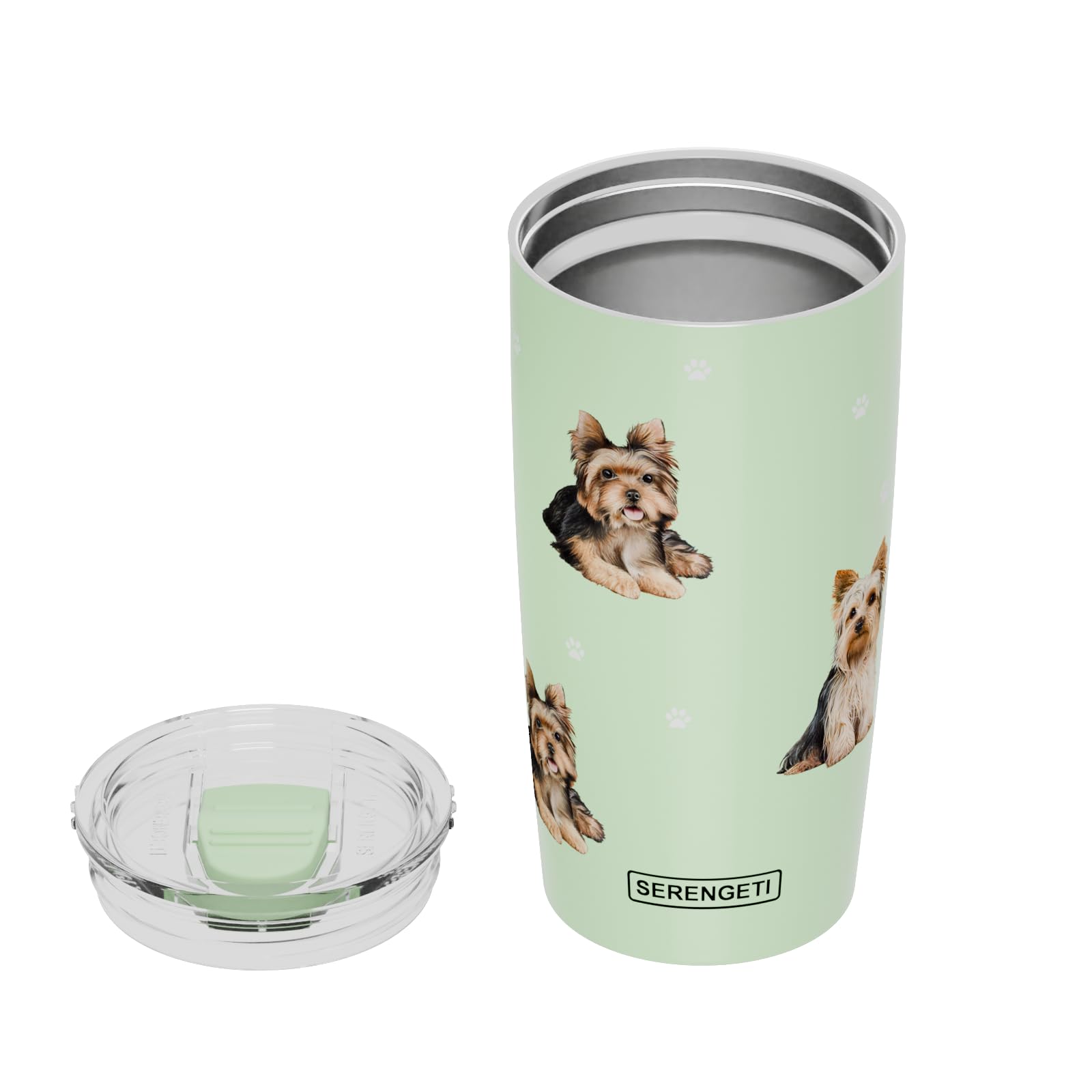 Yorkie Serengeti 16 Oz Stainless Steel, Vacuum Insulated Tumbler With Spill Proof Lid - 3D Print - Insulated Travel Mug For Hot