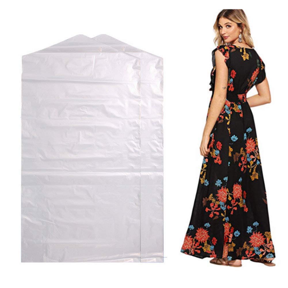 100 Pack Garment Bag Transparent Clothing Dust Cover Storage Bag Suitable For Wedding Dresses Long Skirts Windbreakers Down Jack