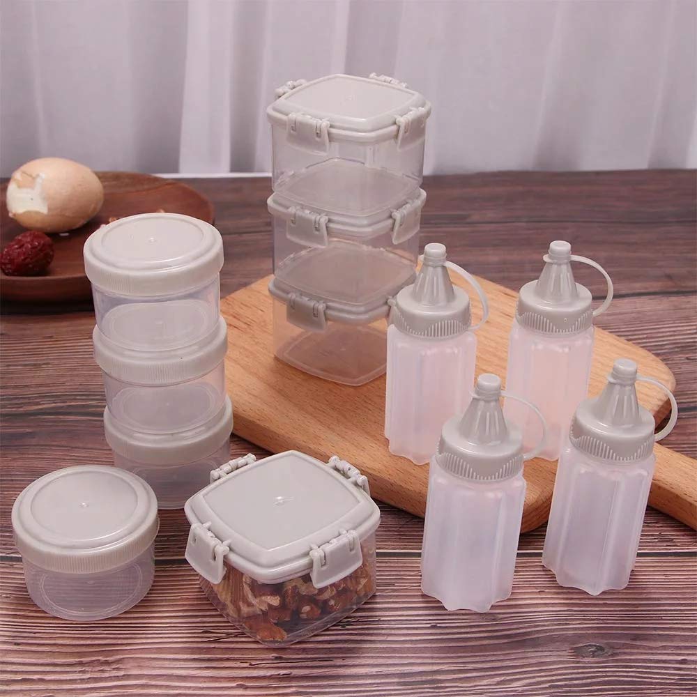 Gbrand 12 Pcs Mini Plastic Sauce Squeeze Bottle Seasoning Box Salad Dressing Containers Outdoor Barbecue Kitchen Accessories (Tr