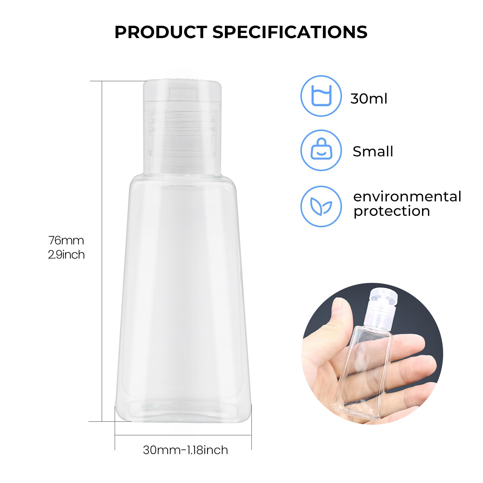 Innolife 6 Pack 1Oz Flip Cap Squeeze Bottles Plastic Refillable Empty Travel Bpa Free Container For Skin Cleanser