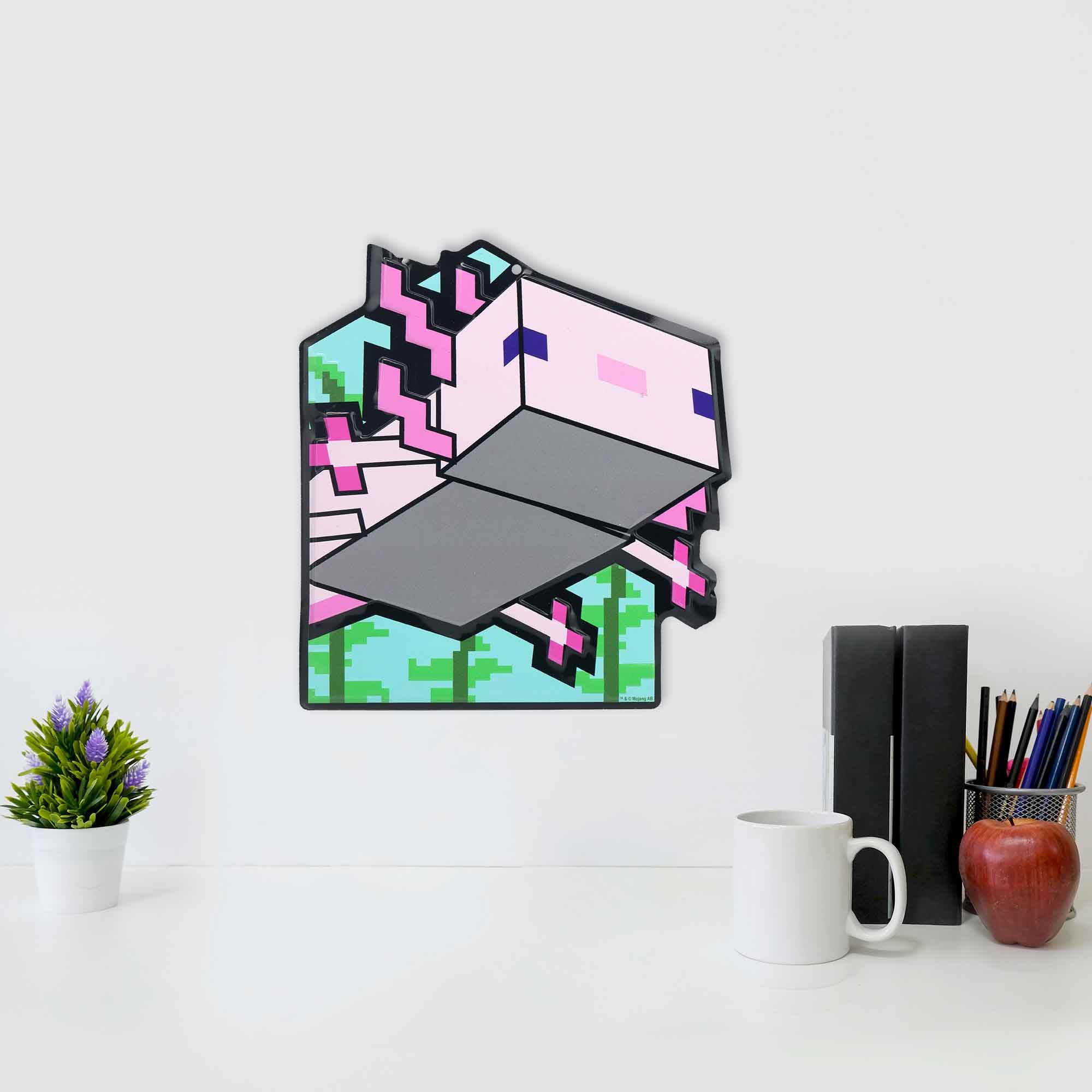 Open Road Brands Minecraft Axolotl Embossed Metal Sign - Fun Pink Axolotl Wall Art for Bedroom or Game Room