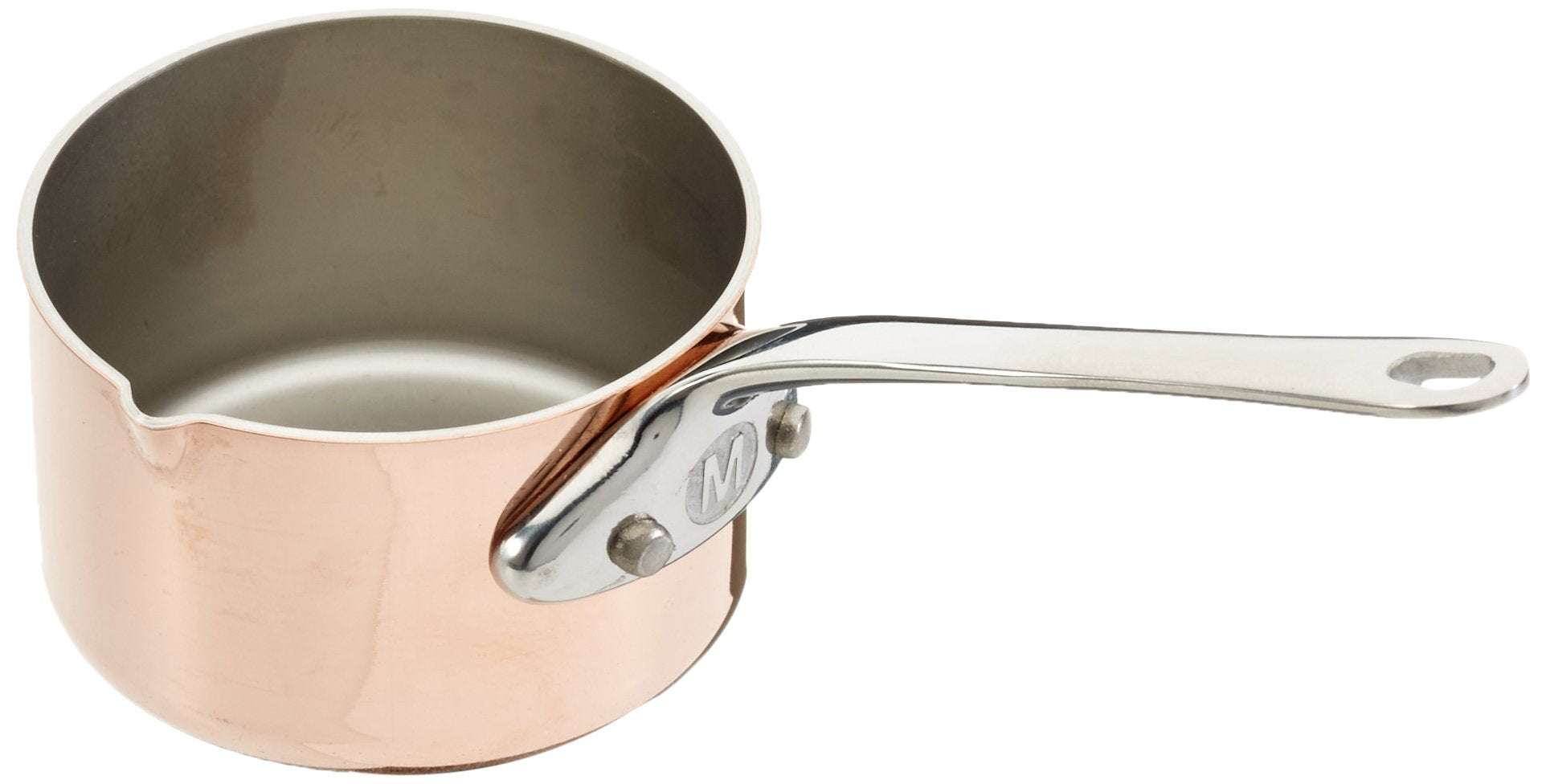 Mauviel M'Minis Copper & Stainless Steel Mini Sauce Pan With Pouring Spout And Stainless Steel Handle, 2-In, Made In France