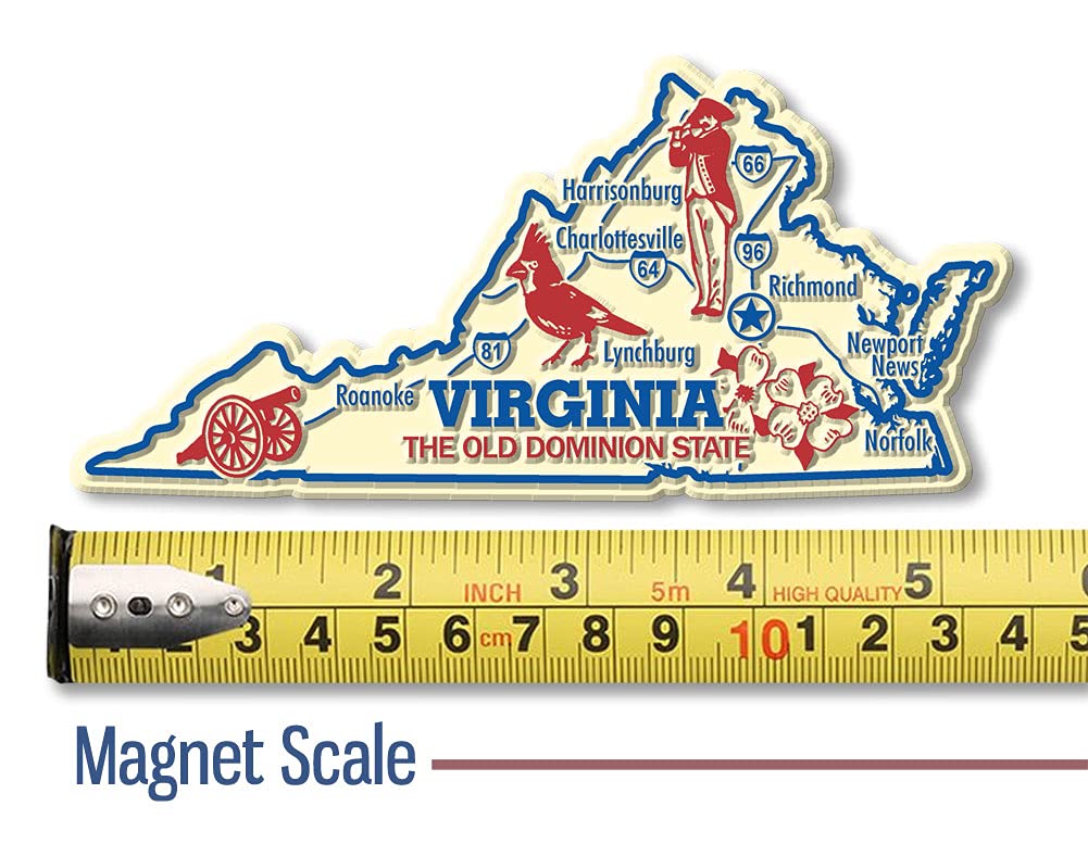 Virginia Giant State Magnet By Classic Magnets, 5.5'' X 2.6'', Collectible Souvenirs Made In The Usa