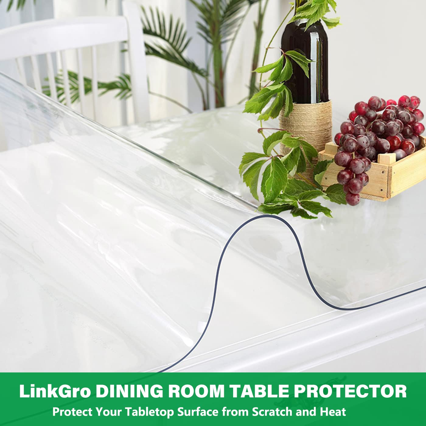 Linkgro 24X55 Inch Clear Table Protector For Dining Room Table Wooden Furniture Screen Protector Plastic Tabletop Protector Wipe