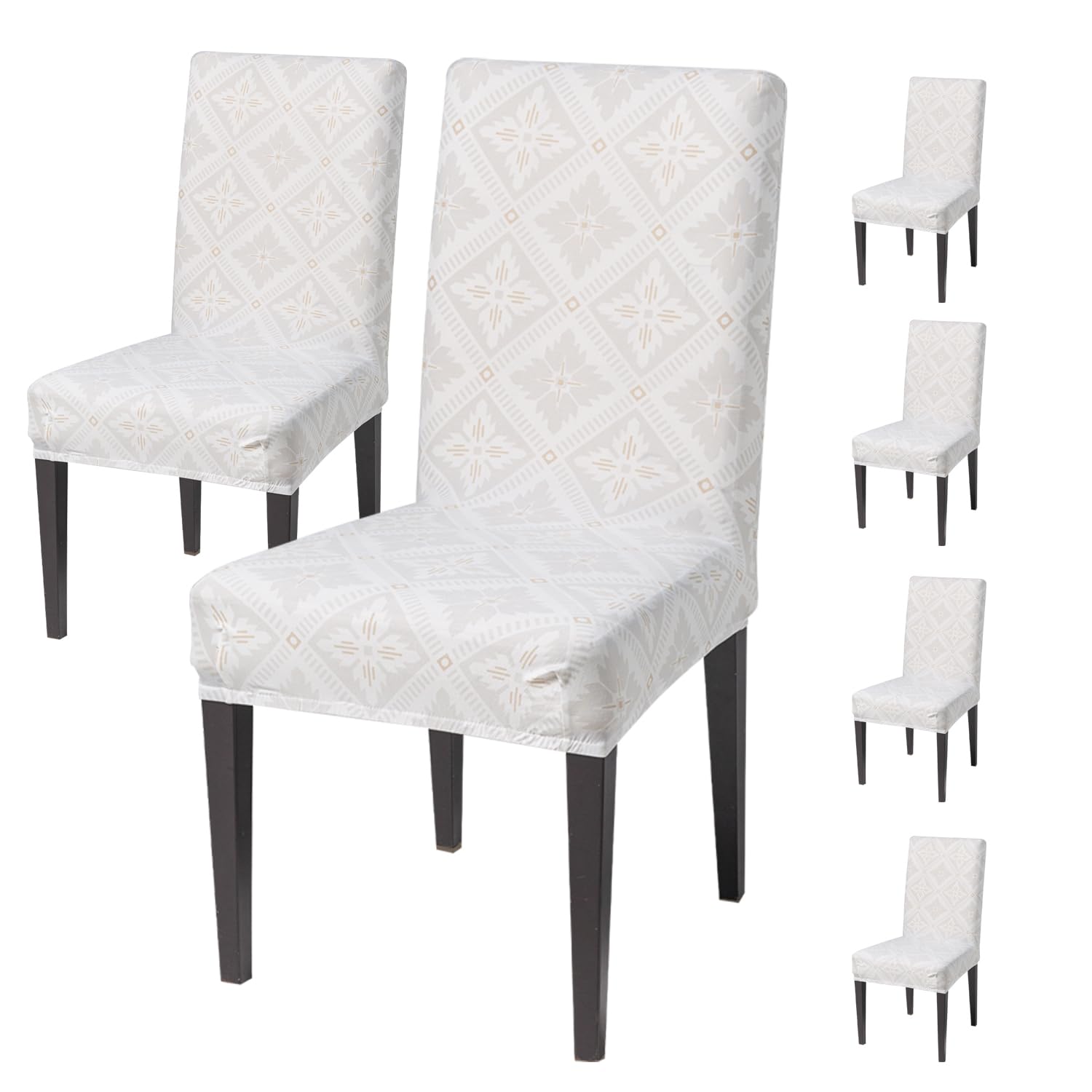 House Of Quirk Elastic Chair Cover Stretch Removable Washable Short Dining Chair Cover Protector Seat Slipcover (Pack Of 6, Dese