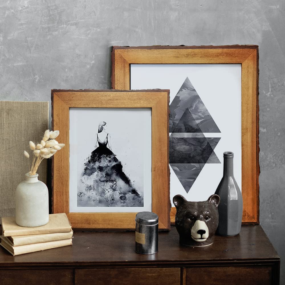 Eosglac Rustic 8.5x11 Live Edge Picture Photo Frame, Solid Wood Frames 8.5 by 11 Diploma Frame Certificate Document Frames for T