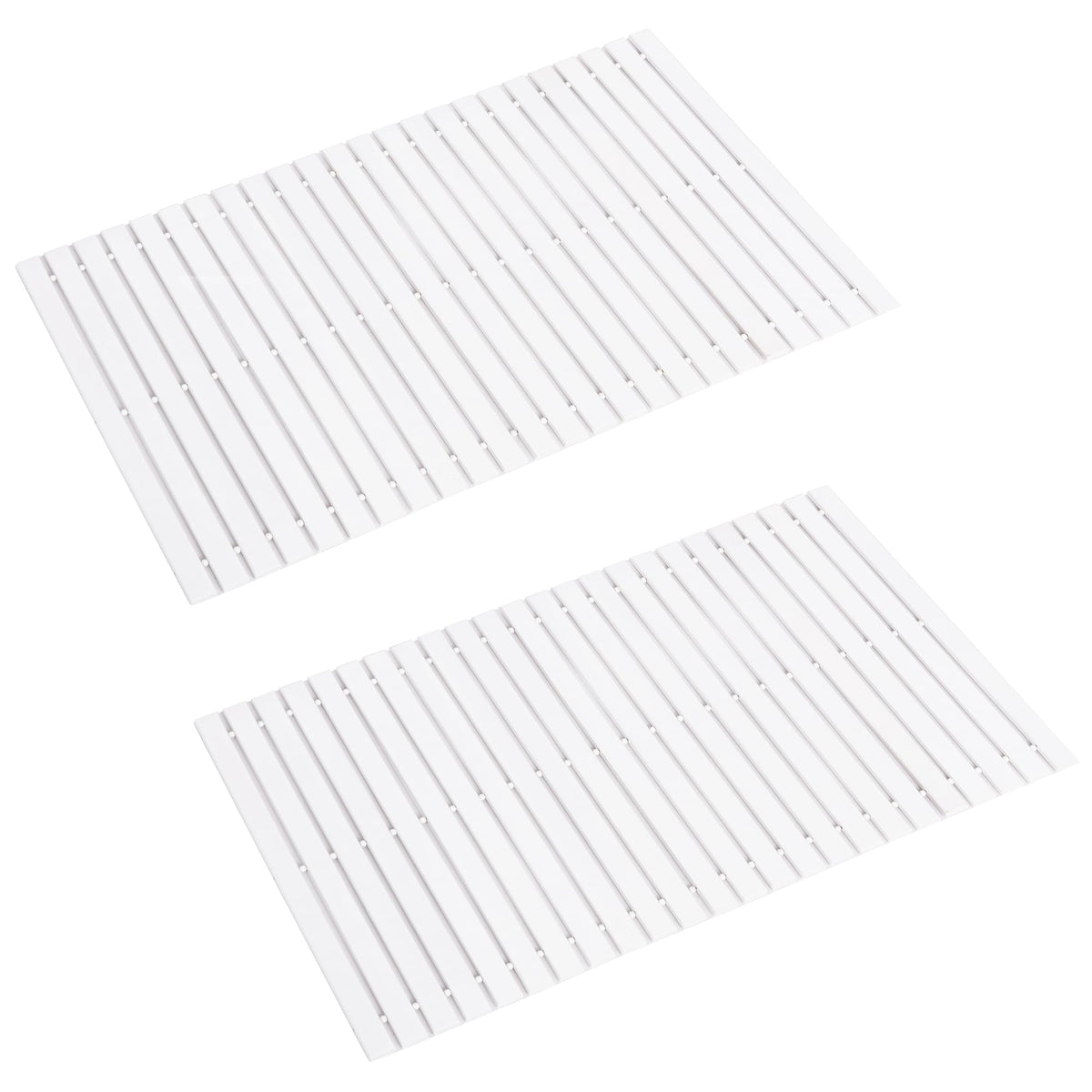 Bamboo Bath Mat Bathroom Rugs Floor Wood Shower Bathtub Waterproof Non Slip White Bamboo Accessories 16X24 Inch Easy To Clean, 2
