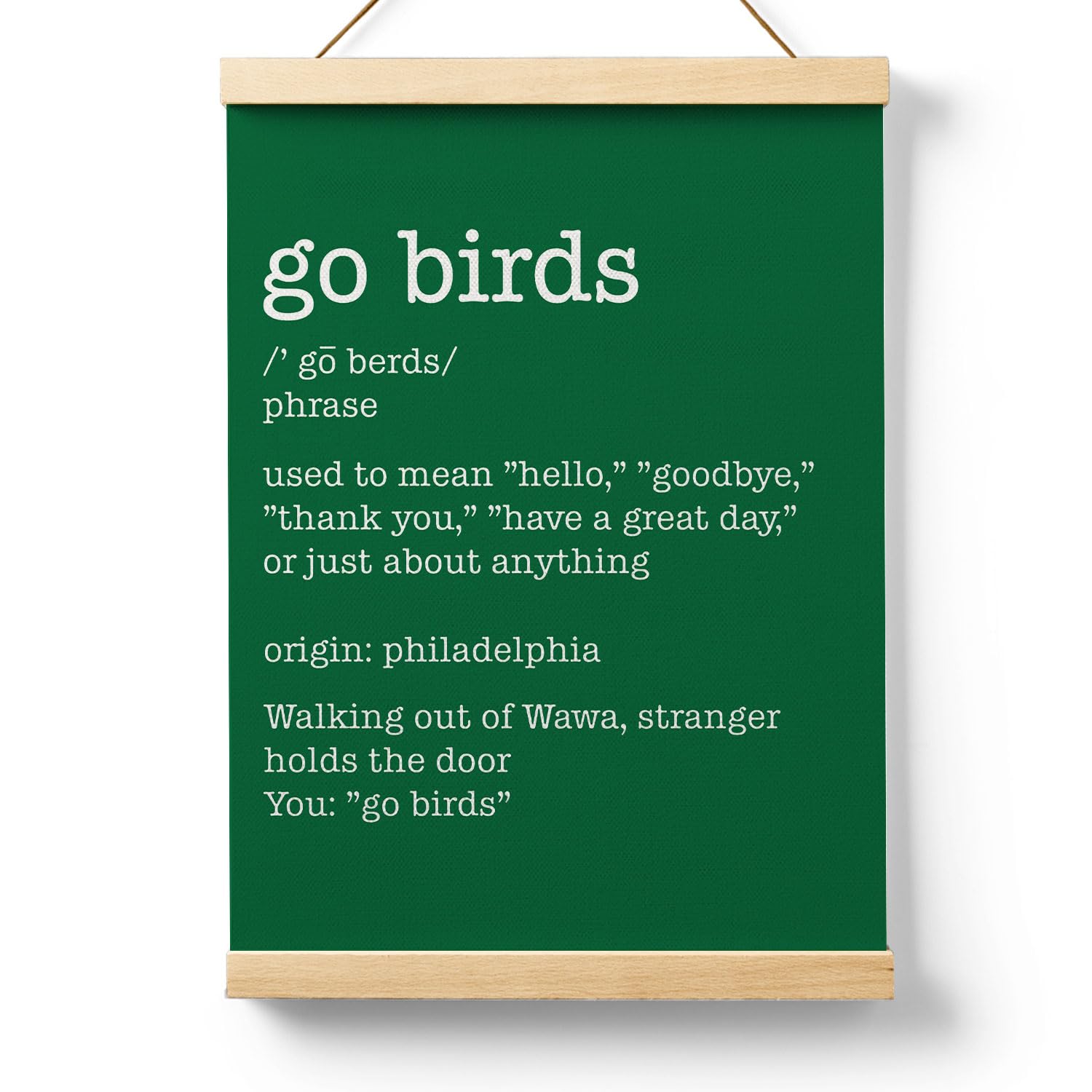 Ryeolo Football Motivational Wooden Poster Hanger Frame 12.5X17 Inch,Dark Green Go Birds Wood Poster Hanger Frame,Go Birds Defin