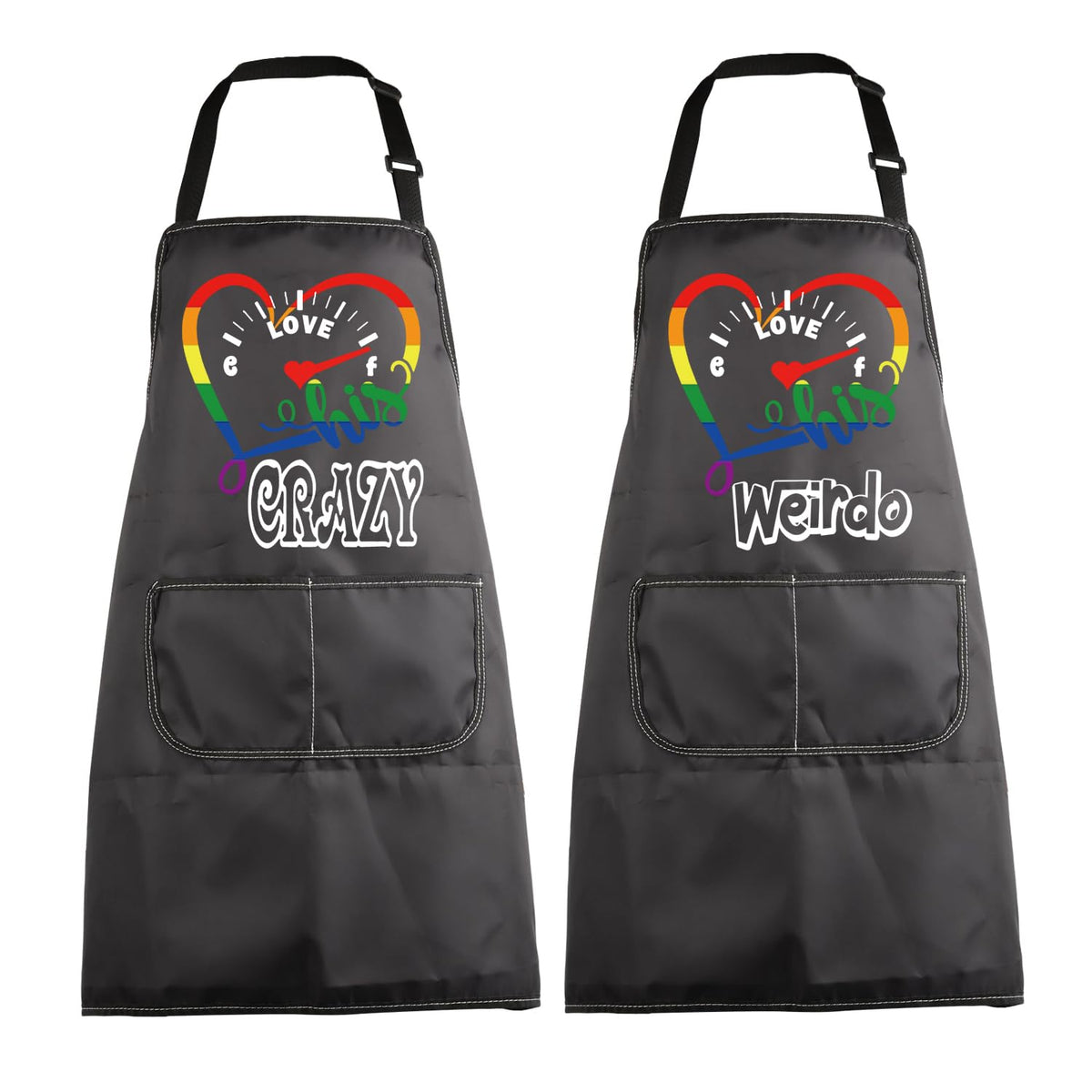 Mbmso Gay Gifts For Men Couple Apron Set His Crazy His Weirdo Gay Cooking Kitchen Apron Gay Couple Gift Rainbow Striped Apron (C