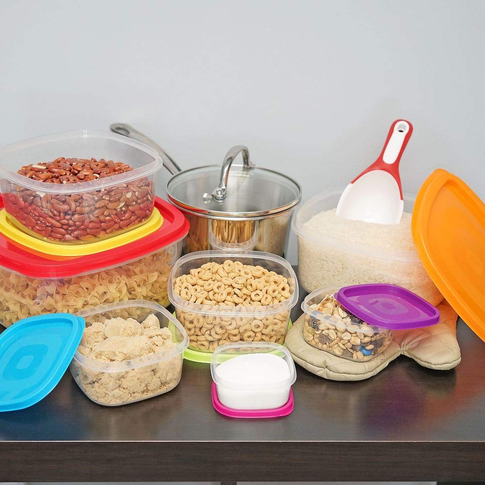 Southern Homewares Rectangle Food Storage Containers, Sh-10268-7 Set Of 7 Colorful Rectangle Holders W/Snap-On Lids