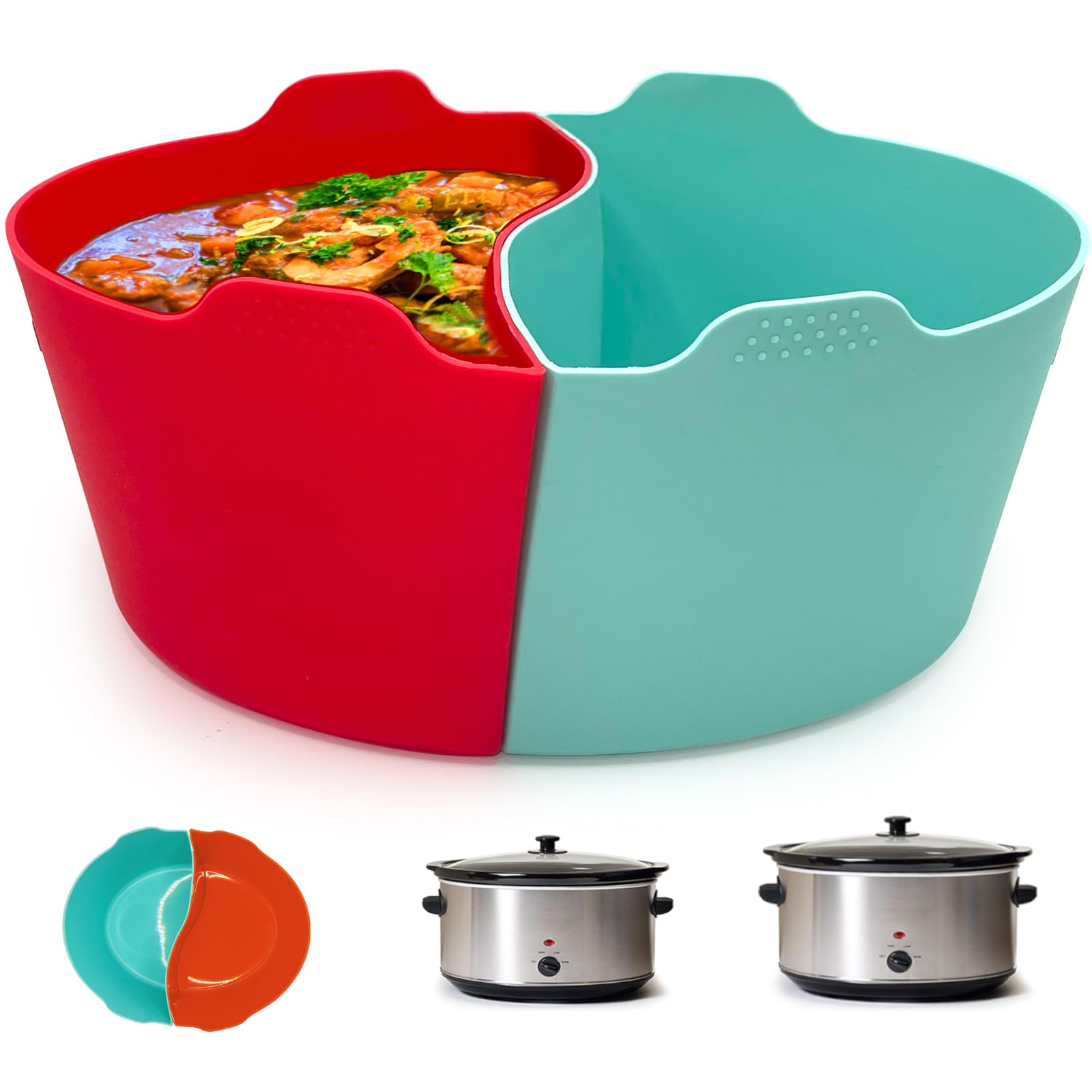 Magikichen Silicone Crock pot Liners,Slow Cooker Liners, 6-7 Quart Oval Reusable Crock pot Divider Insert,BPA-Free, Dishwasher S