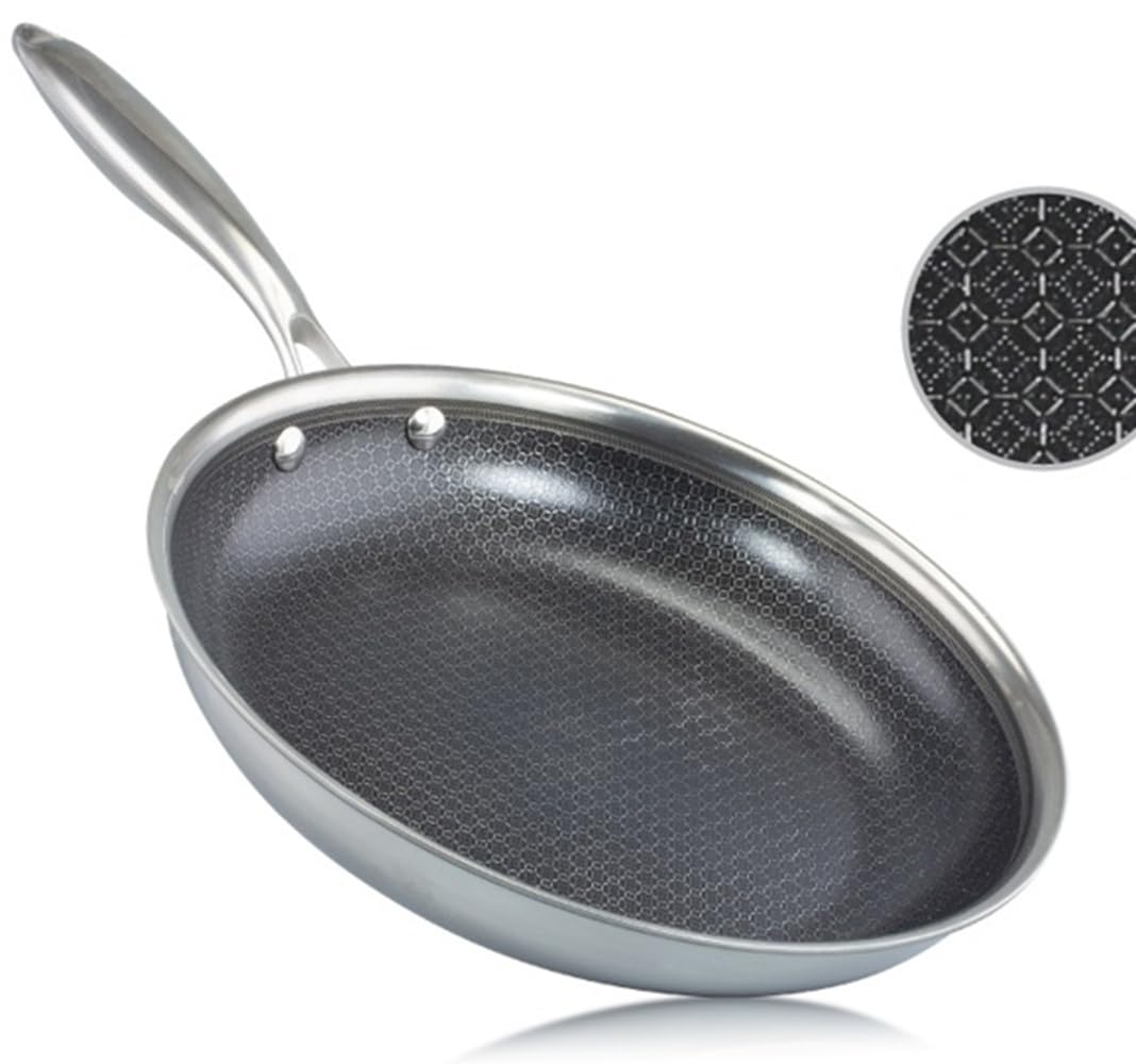 ZENVY Basil&Kraft Honeycomb Triply Frying Pan | HoneycombTextured Surface For Enhanced Nonstick Performance (10 Inch)