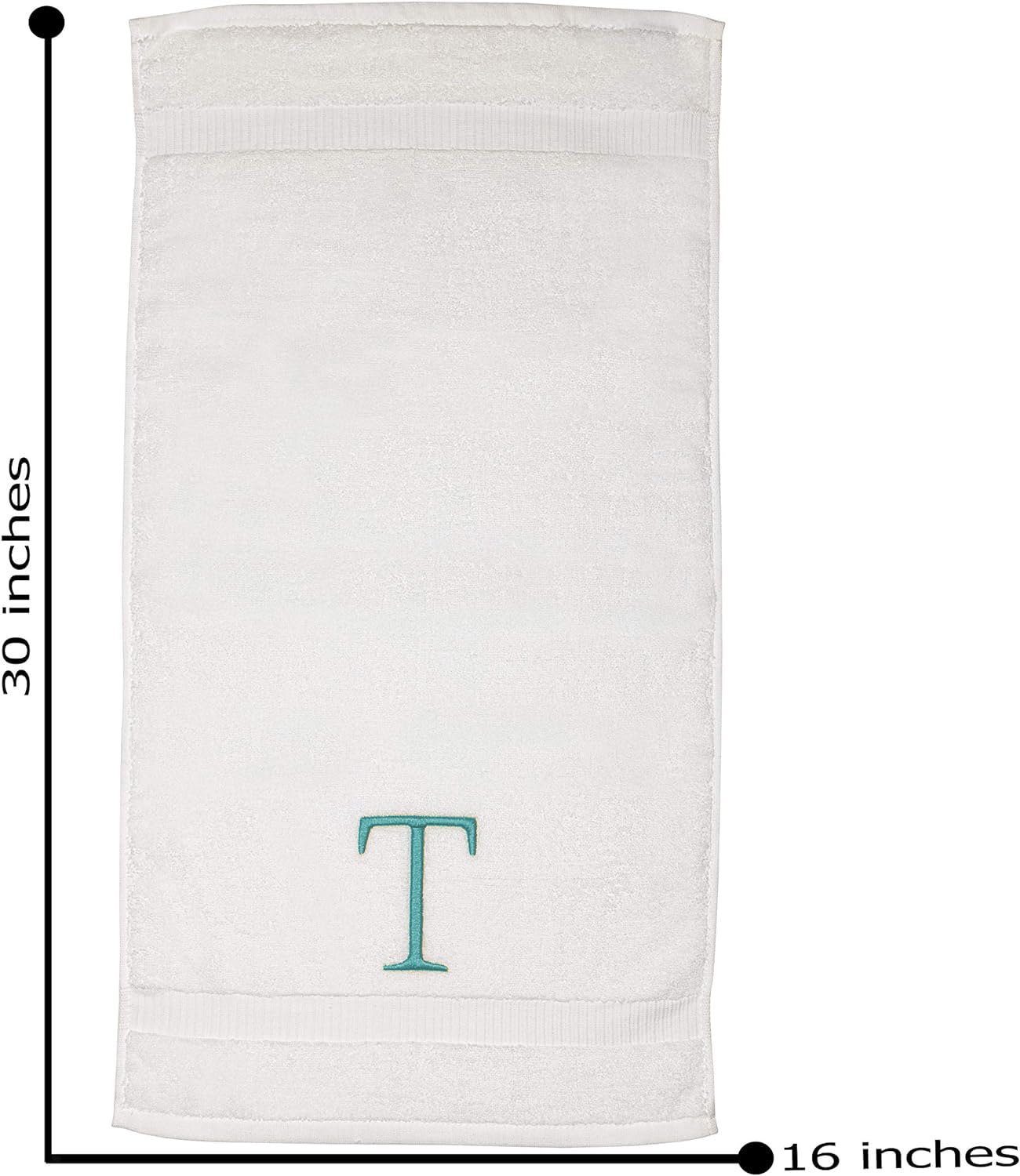 Teal And White Bathroom Hand Towel - Monogrammed Luxury Hotel Quality Decorative Embroidered Towel For Powder Room, Spa - Gots O