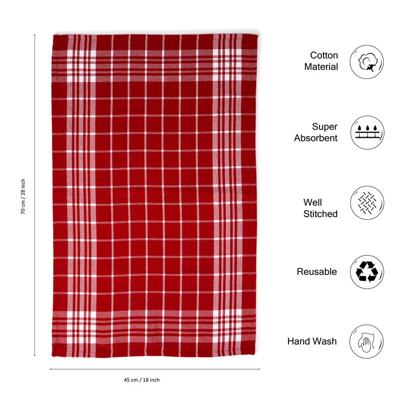Encasa Terry Kitchen Towel Set - 70X45 Cm - Multipurpose Absorbent Cleaning Cloth, Reusable Hand Towel And Dish Cloth (Pack Of 4