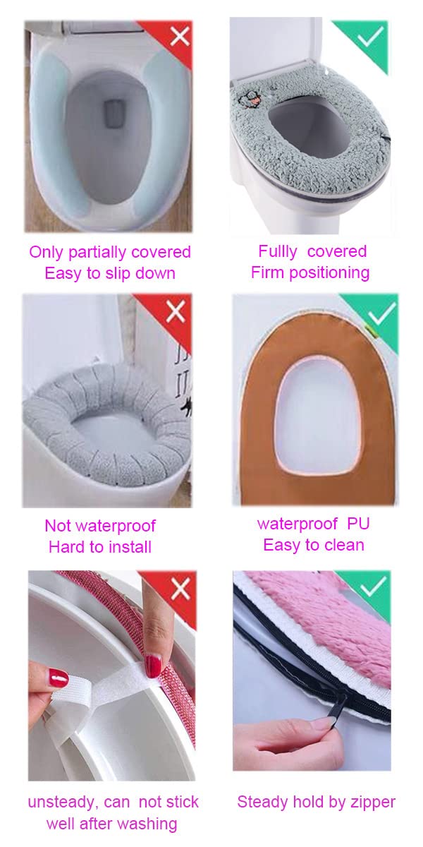 Warm Plush Washable Thicken Toilet Seat Cover Pads Mat With Handle And Zipper