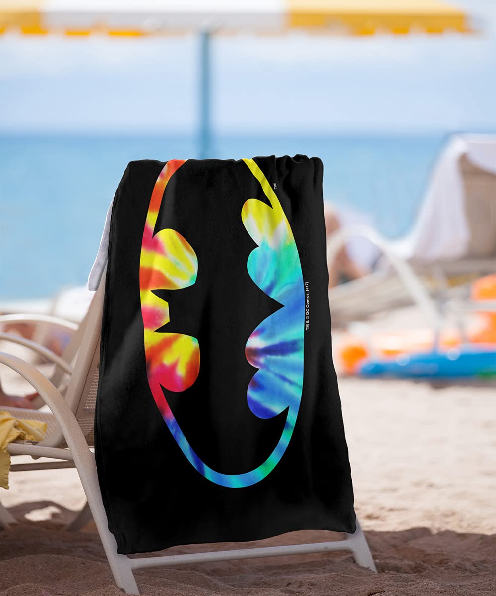 Logovision Batman Tie Dye Batman Logo Officially Licensed Beach Towel 30'' X 60''