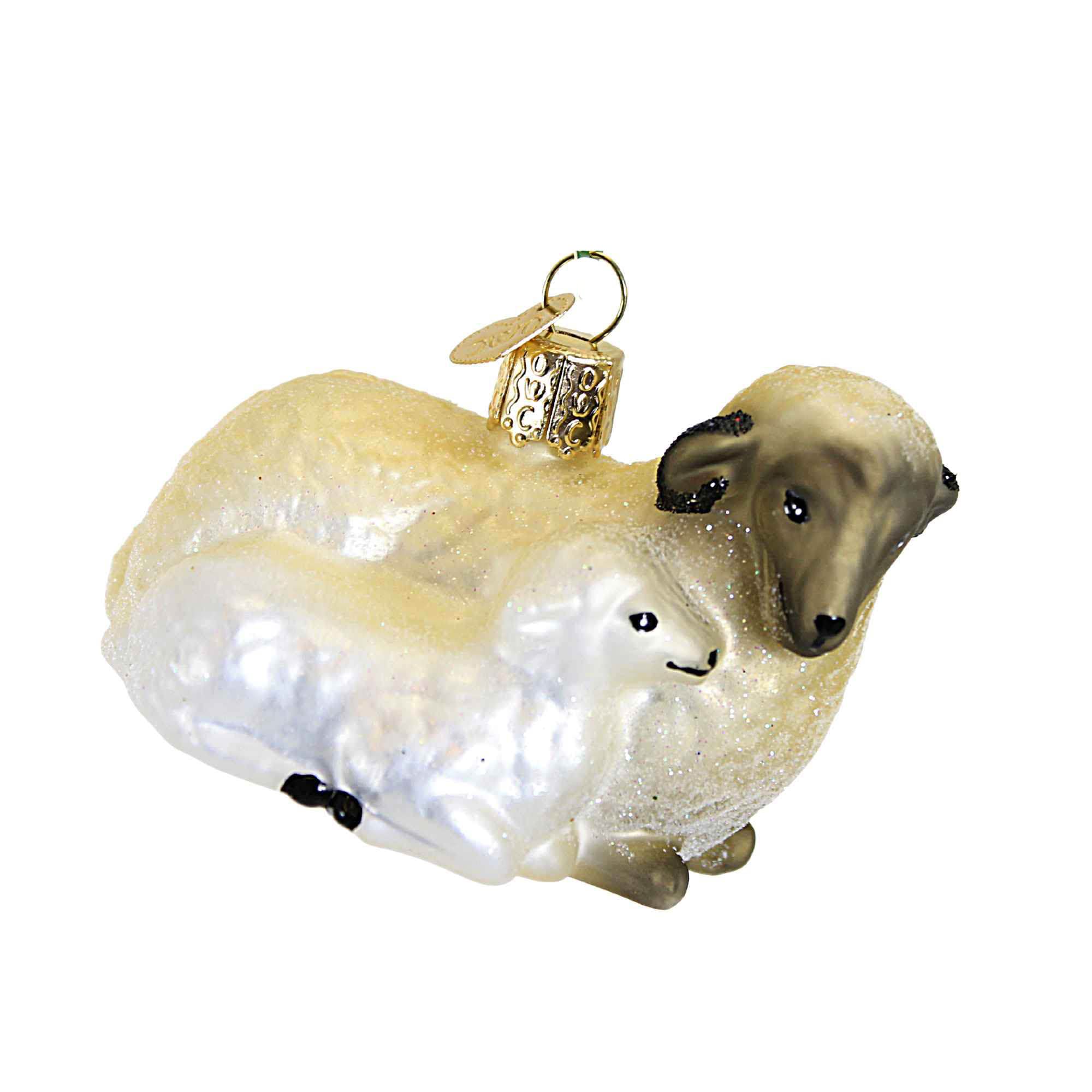 Old World Christmas Sheep with Lamb Glass Blown Ornament for Christmas Tree