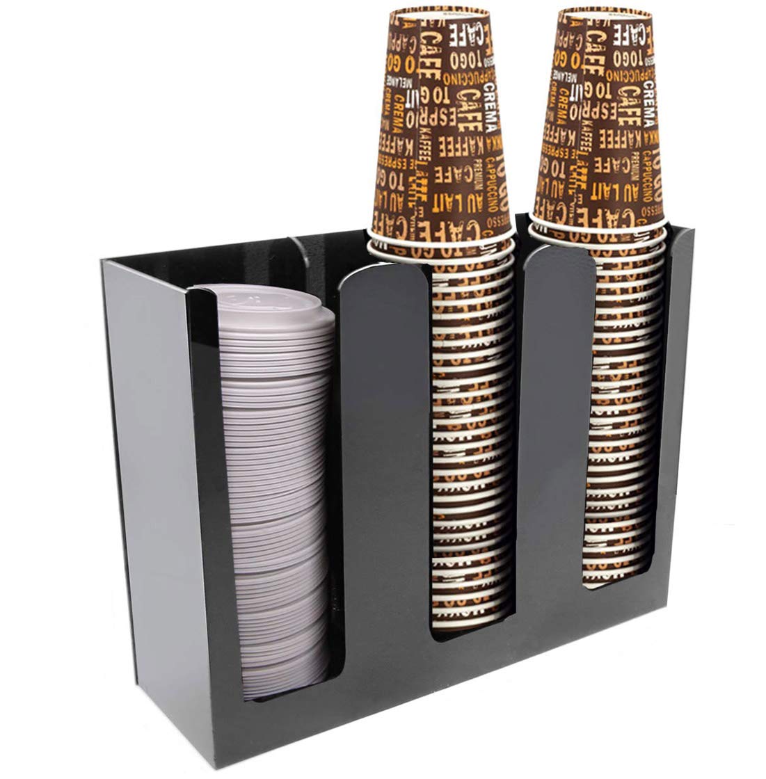 Tirifer Disposable Paper Cup Dispenser, Acrylic Coffee Cup and Lid Storage Organizer Holder, Coffee Milk Tea Shop Restaurant Acc