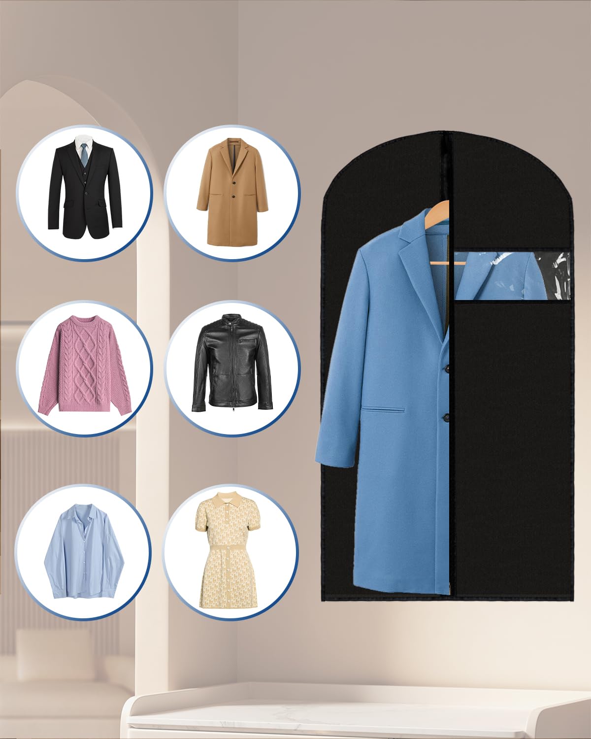Garment Bags Suit Bags 24 X 43 Inch, 9 Packs Garment Covers For Hanging Clothes On Closet Or Travel, Peva (70Gsm) Suit Covers Fo