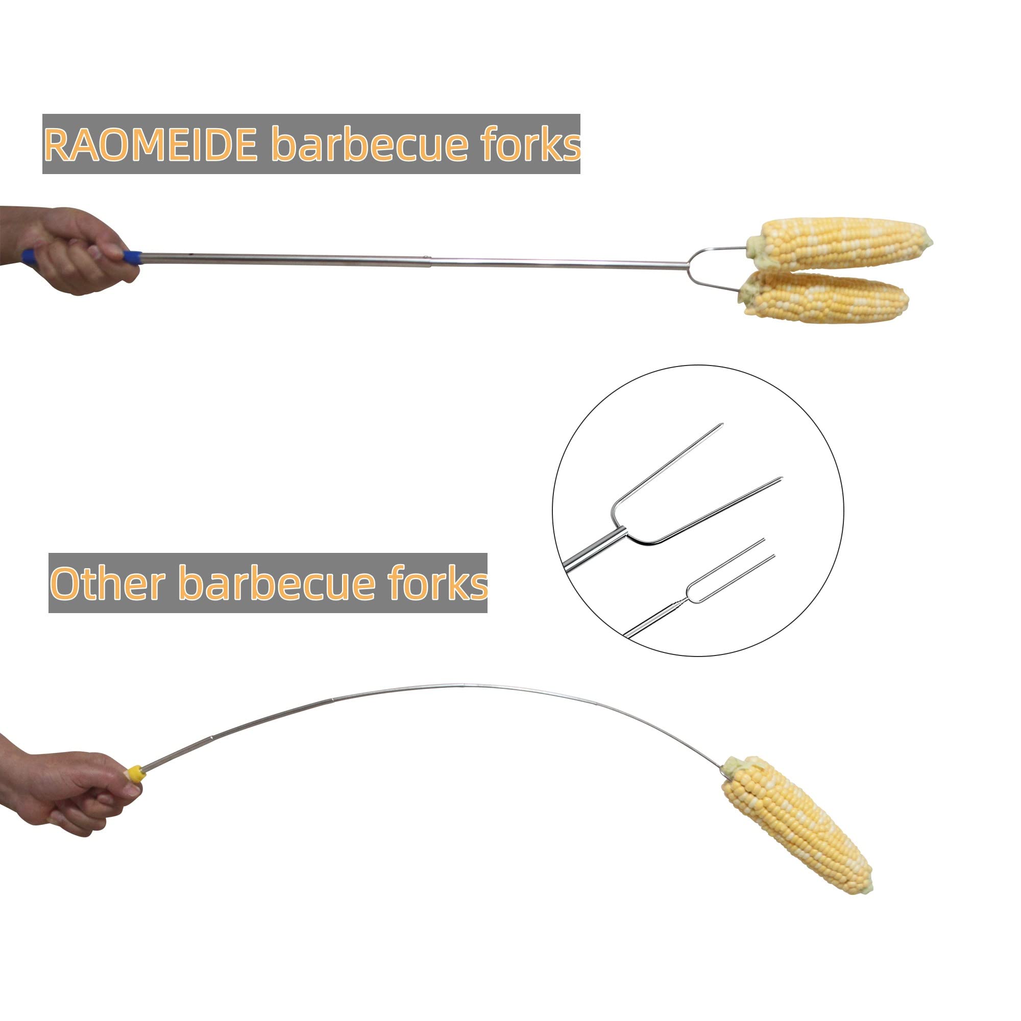 Raomeide Smores Sticks For Fire Pit Long With Stable Base Hot Dog Roasting Sticks For Campfire Marshmallow Roasting Sticks For F