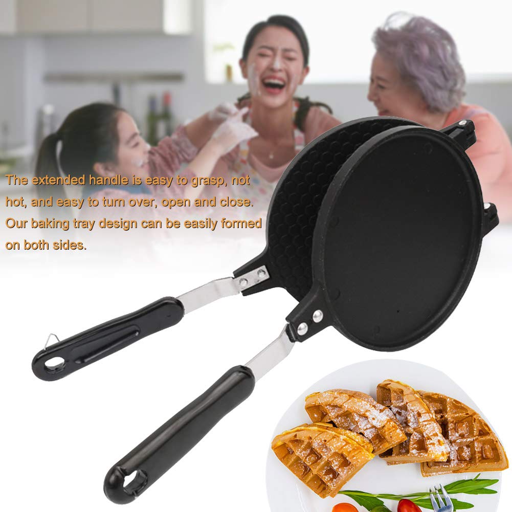 Zeeneek Waffle Cone Maker, Waffle Irons Baking Pan, Double Sided Pancake Maker Multifunctional Crisp Omelet Pan Egg Roll Maker M