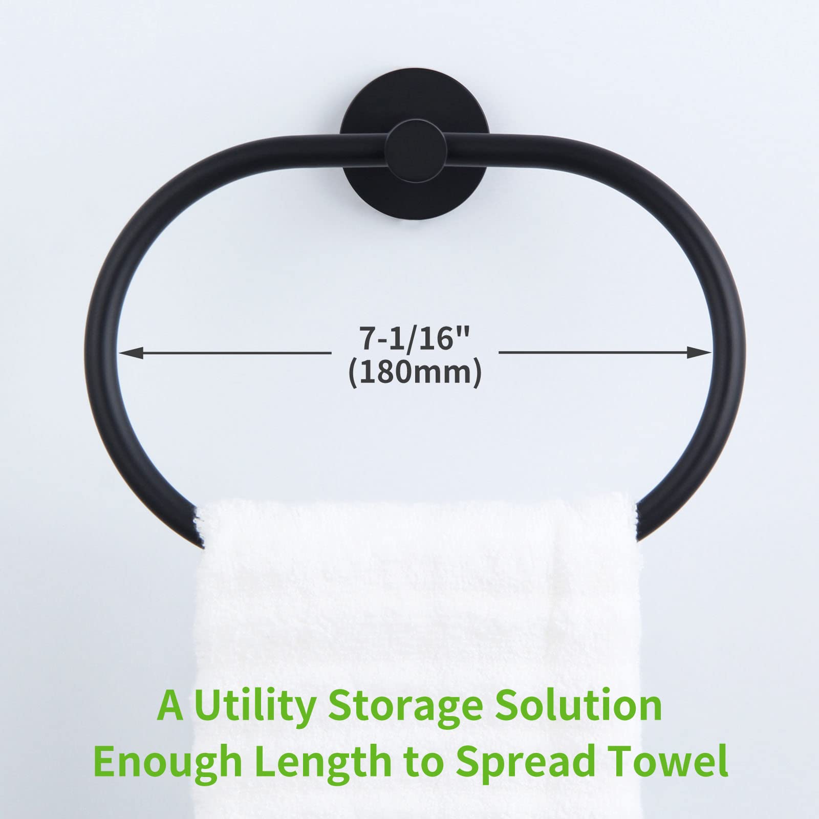 Towel Ring Matte Black  Angle Simple Stainless Steel Hand Towel Holder  Bathroom Face Towel Rack Wall Mounted