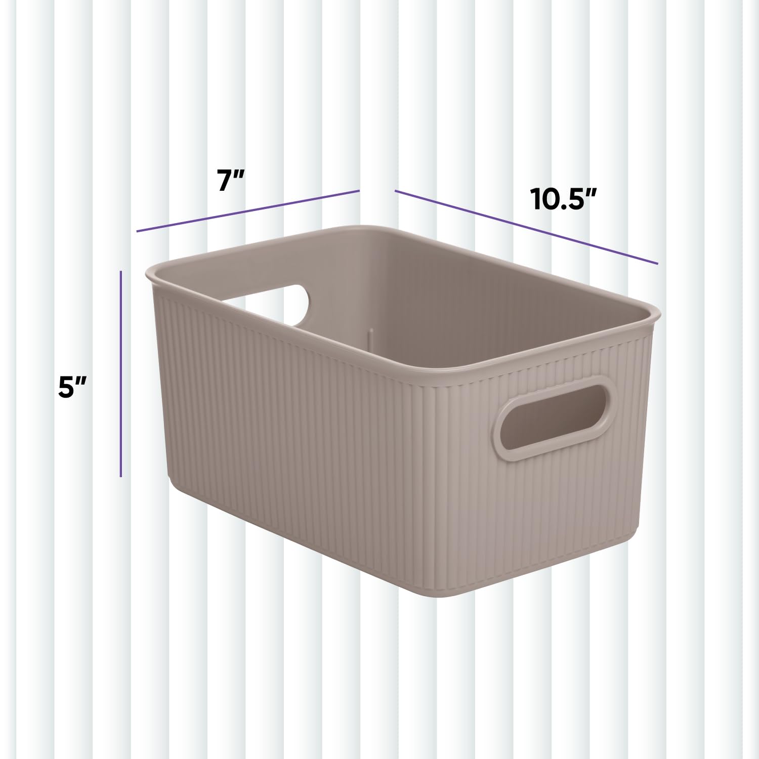 Superio Decorative Plastic Open Home Storage Bins Organizer Baskets, Medium, Taupe (8 Pack) Container Boxes for Organizing Close
