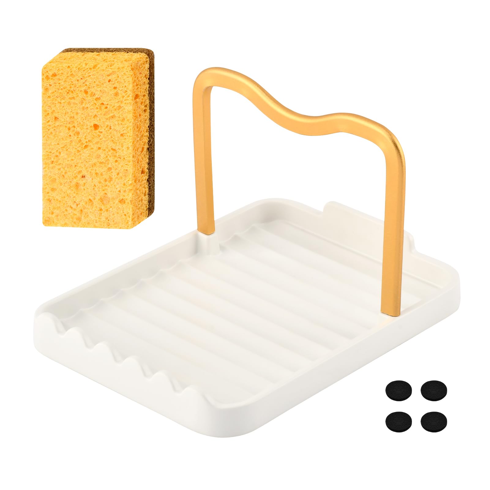 Spoon Rest Pot Lid Holder with Scrub Sponge, Lid and Spoon Rest Shelf for Countertop Stove Top, Kitchen Utensils Holder for Pan 