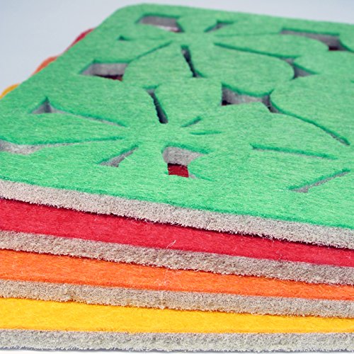 Square Floral Cutwork Reversible Felt Coasters, Set Of 4 (Assorted)