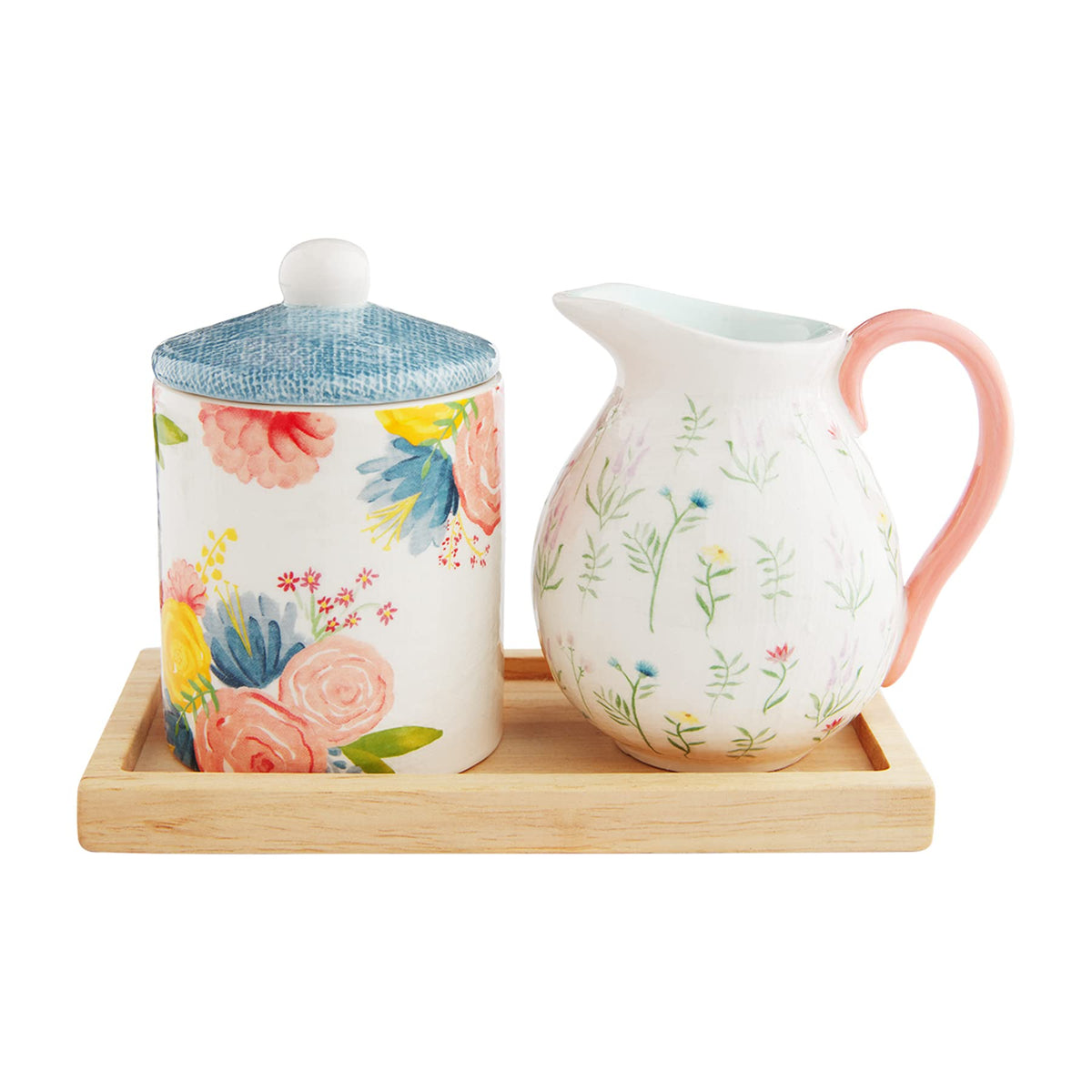 Mud Pie 47800016, Multi, Floral Cream And Sugar Set, Assembled 4'' X 7''