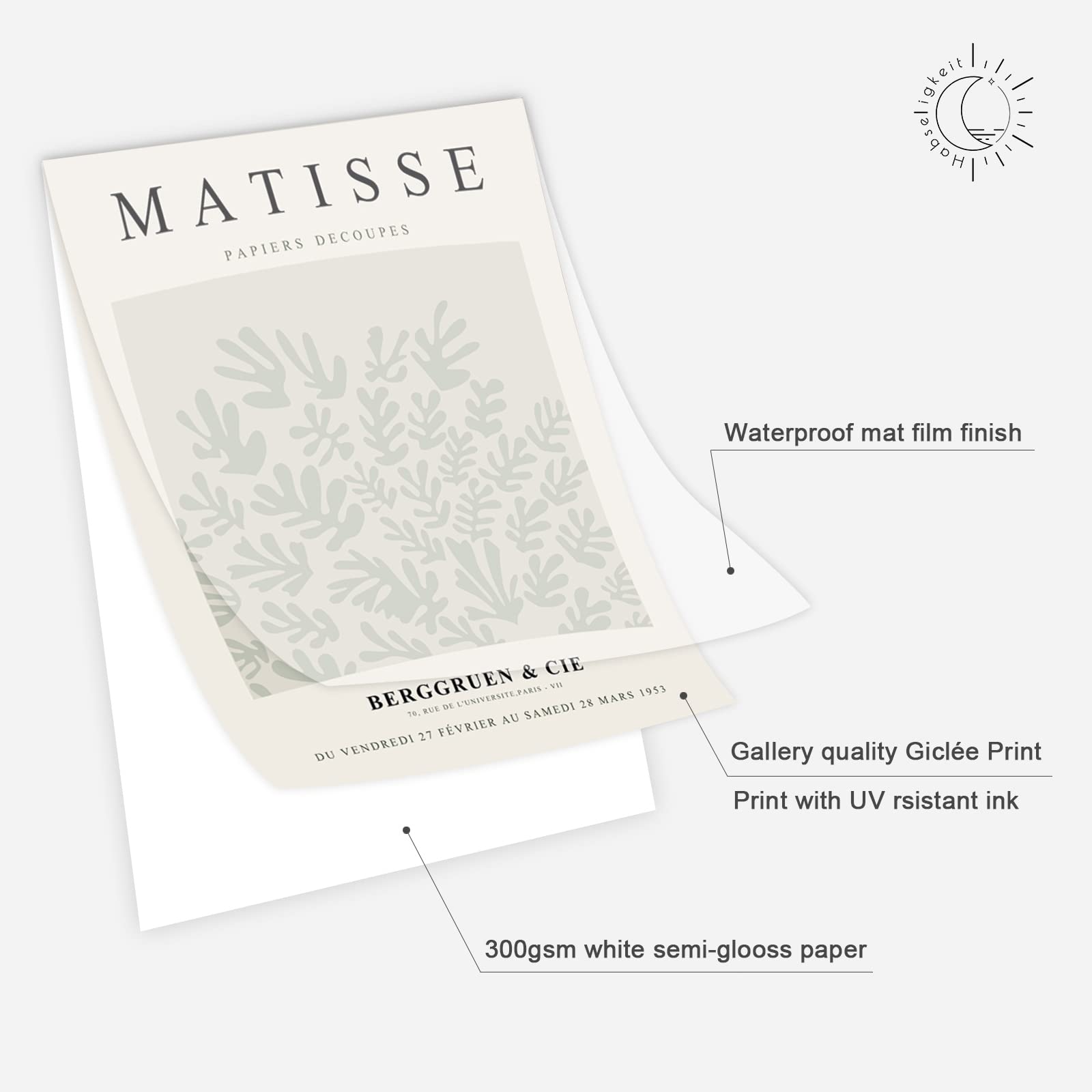 Habseligkeit Sage Green Master Wall Art Prints, Abstract Matisse Wall Art Exhibition Posters, Vintage Art Boho Art Prints, Retro