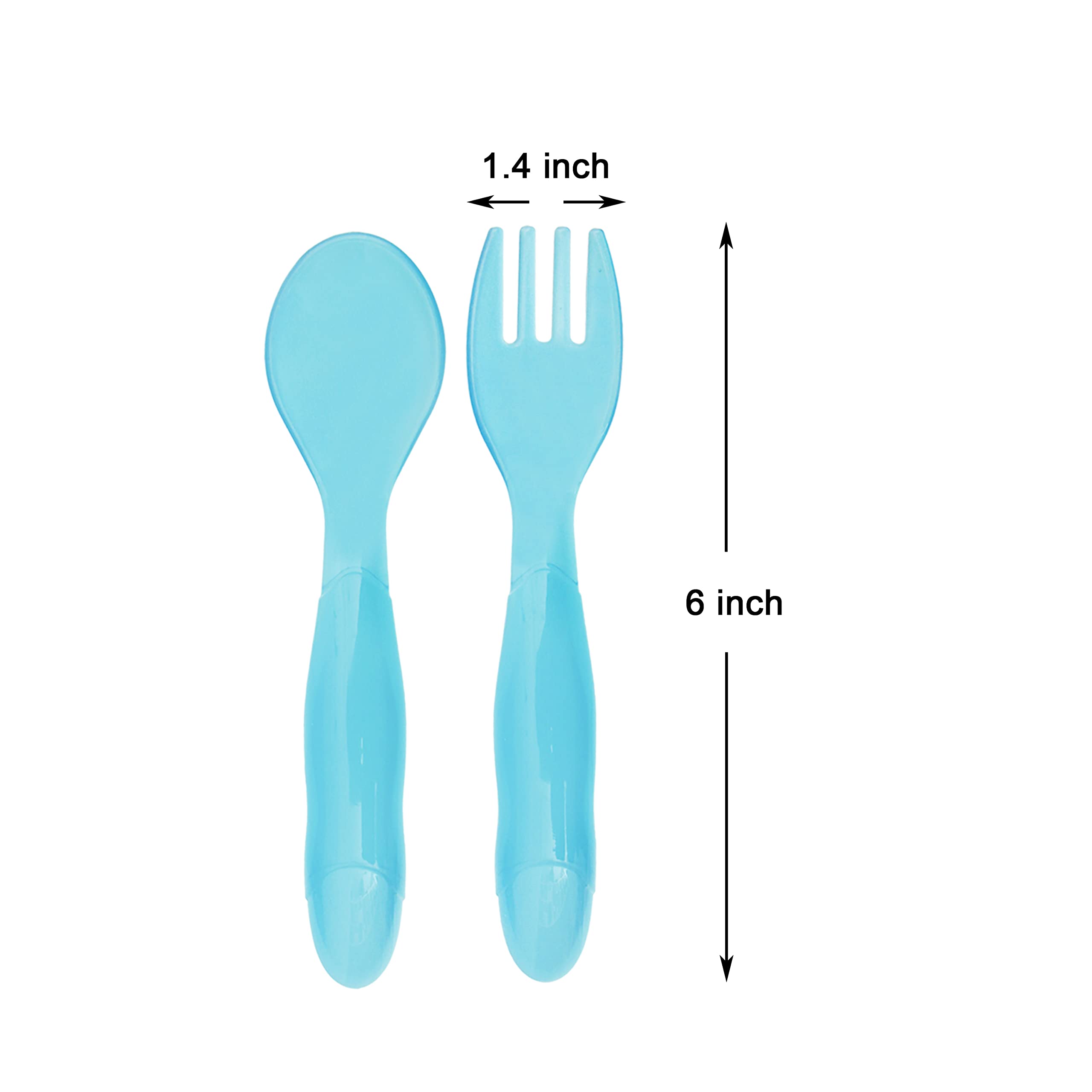 Youngever 18 Pcs Plastic Toddler Utensils, Plastic Kids Forks Kids Spoons, Large Size, Top Dishwasher Safe, Set of 9 in 9 Rainbo