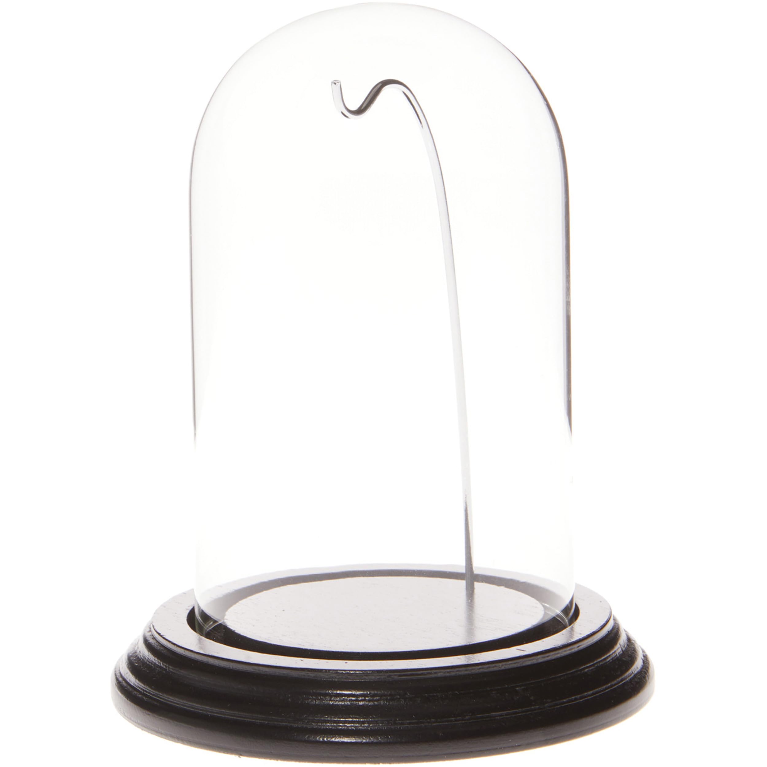 Plymor 3 x 5 Watch Glass Display Dome Cloche (Black Wood Veneer Base & Silver Wire)