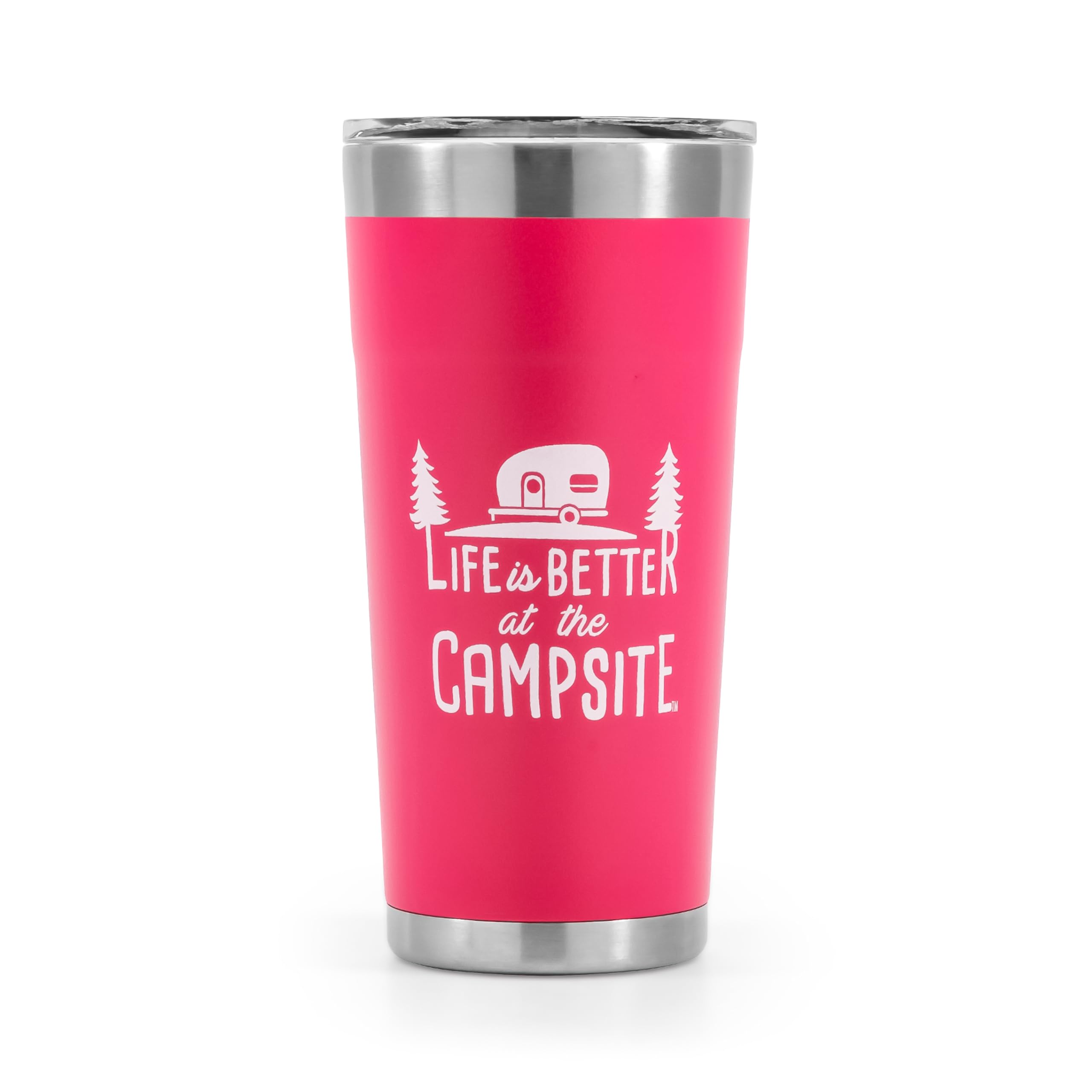 Camco Life Is Better At The Campsite Tumbler | Heavy Duty Double Wall Vacuum Insulation | Crafted Of 18/8 Stainless Steel | Uniq