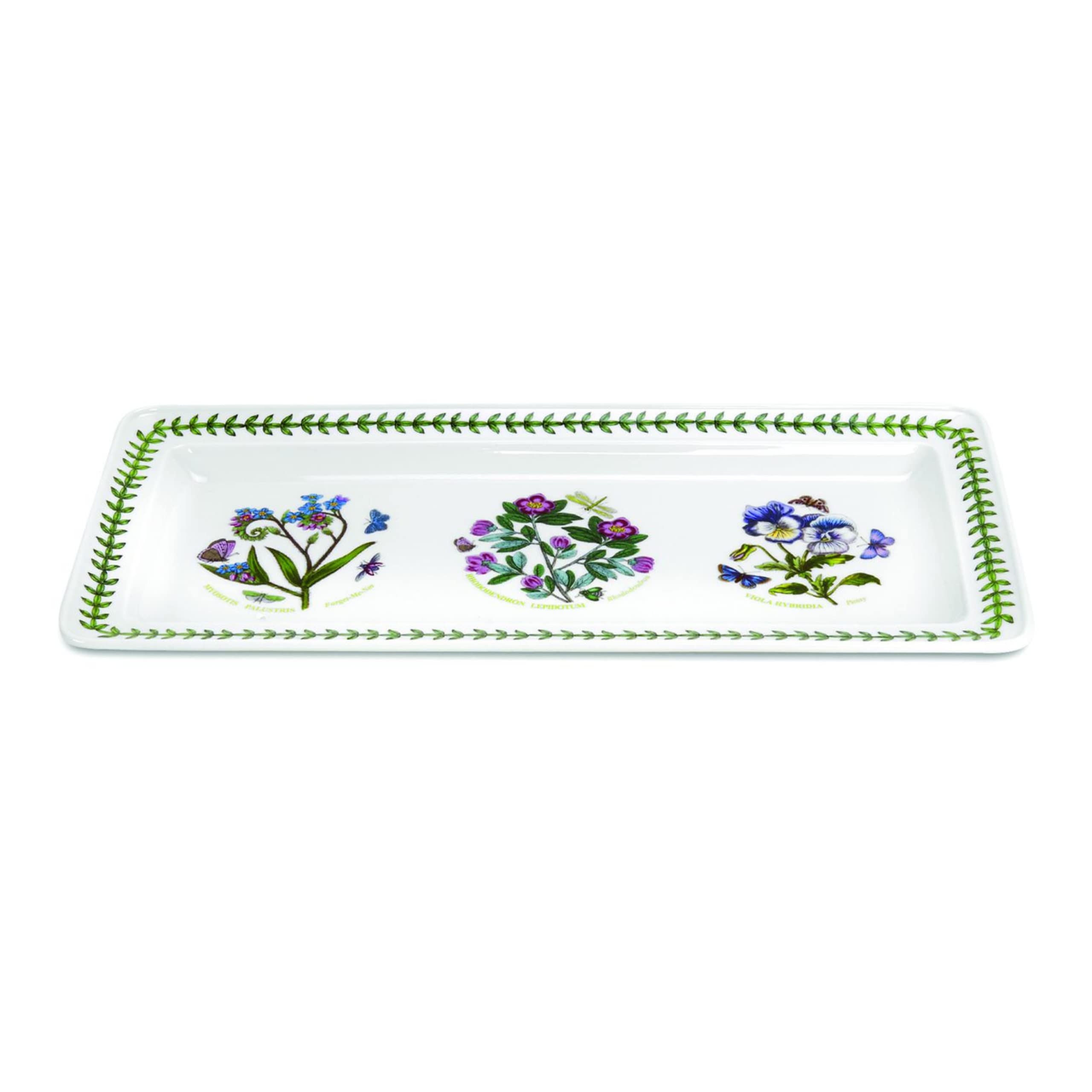 Portmeirion Botanic Garden Oblong Tray  14.5 Inch Rectangular Serving Tray  Assorted Floral Motifs  Made From Porcelain  Microwa