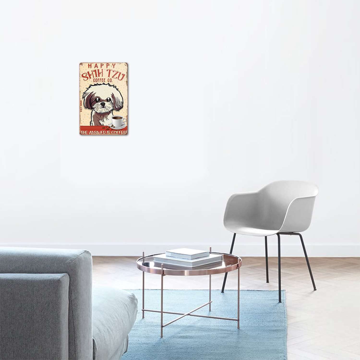 Gift For Shih Tzu Lovers Poster Dog Happy Shih Tzu Coffee Company Poster Wall Art Coffee Shop Bathroom Home Decor Antique Tin Si