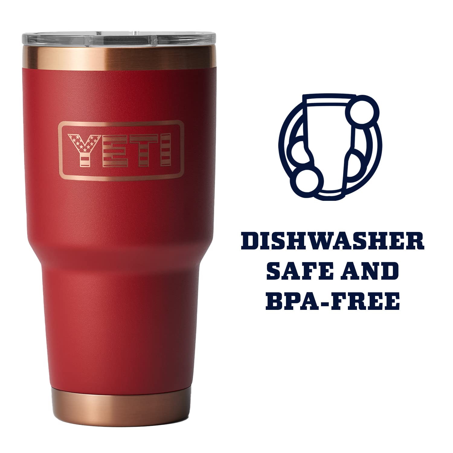 Yeti Rambler 30 Oz Tumbler Retired Colors, Stainless Steel, Vacuum Insulated With Magslider Lid, Brick Red - Folds Of Honor