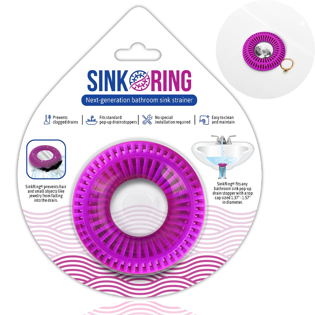 Sinkring The Ultimate Bathroom Sink Drain Protector Hair Catcher/Strainer/Snare (Purple)