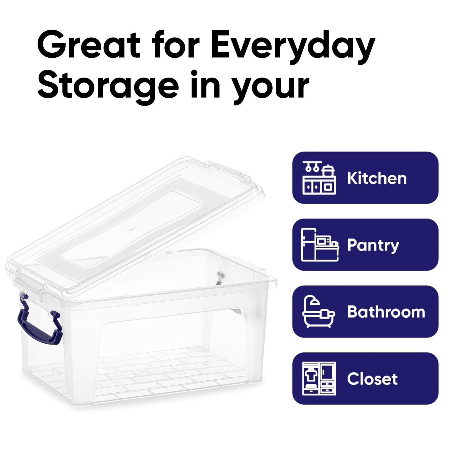 Superio Clear Storage Bins With Lids, Stackable Storage Box With Latches And Handles, Extra Small, 2 Pack 3 Quart