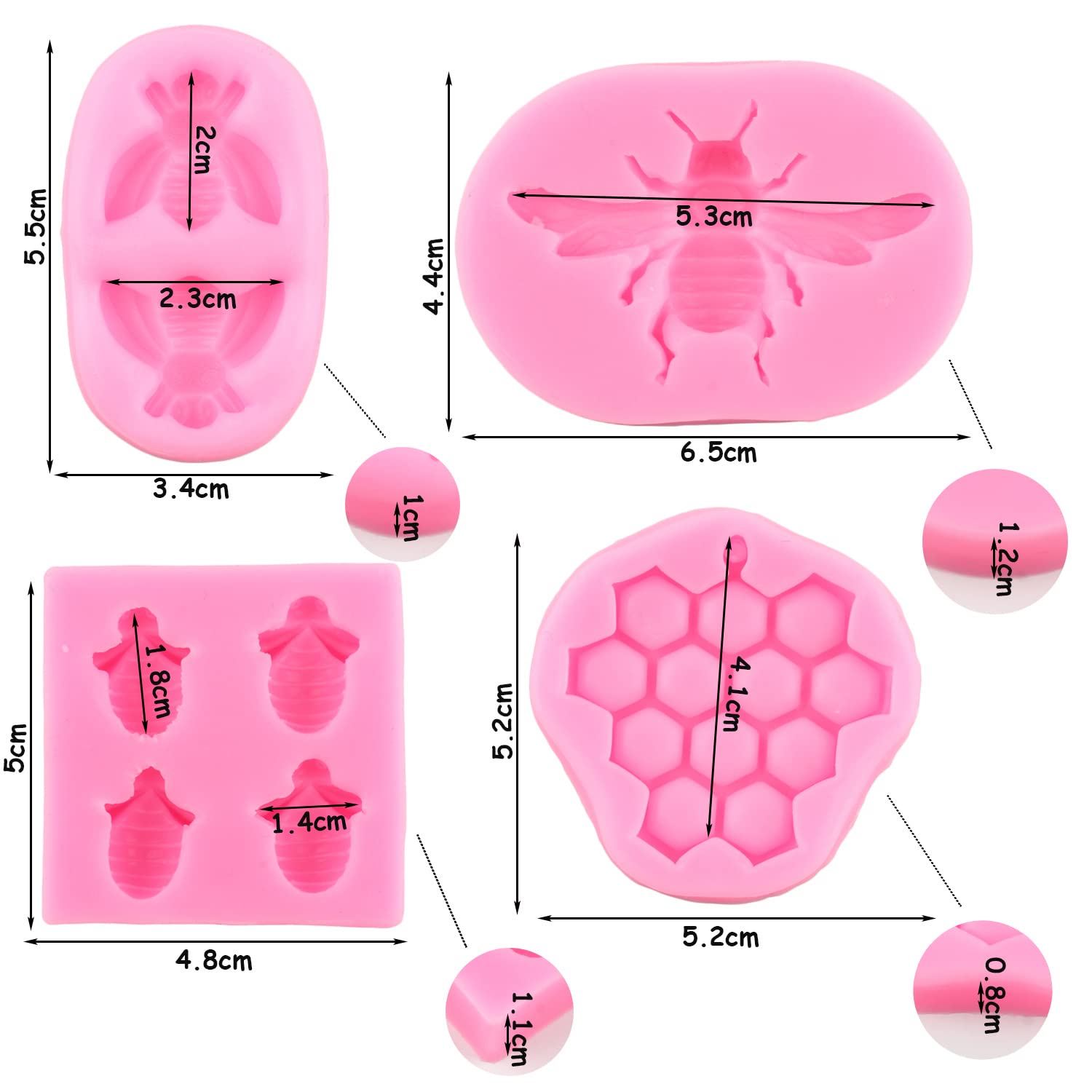 Zixiang Bumble Bee Silicone Mold Honeycomb Fondant Molds Bee Hive Chocolate Molds For Cupcake Cake Decorating Candy Polymer Clay
