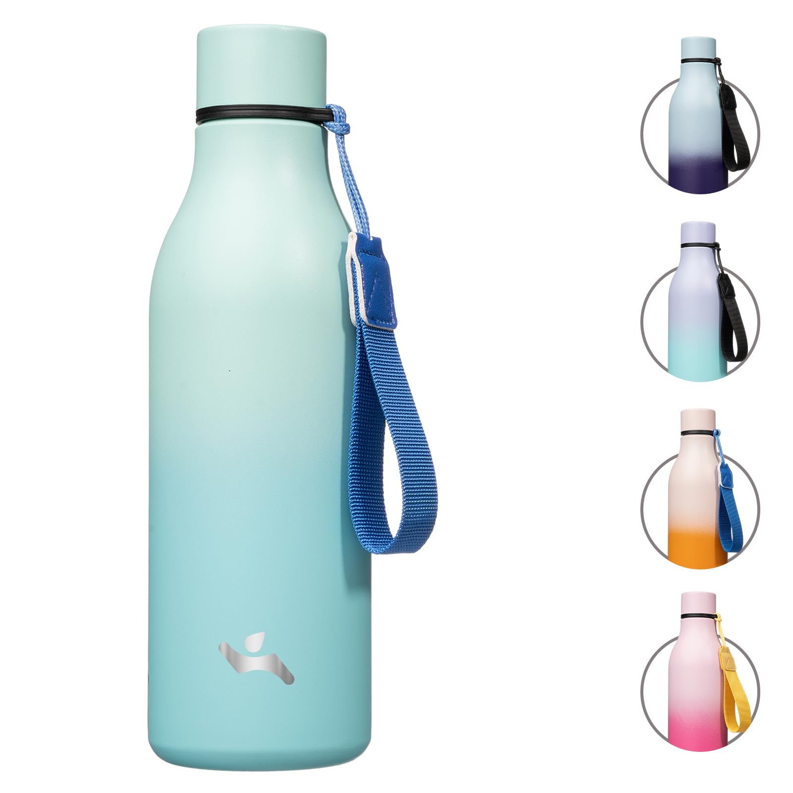Konokyo Insulated Water Bottle with Strap,18 oz Double Wall Stainless Steel Vacuum Bottles Metal Water Flask,Mint